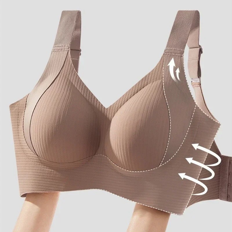 Anti-Sagging Nylon Full Cup Design Seamless Side Support Bra Soft Bralette No