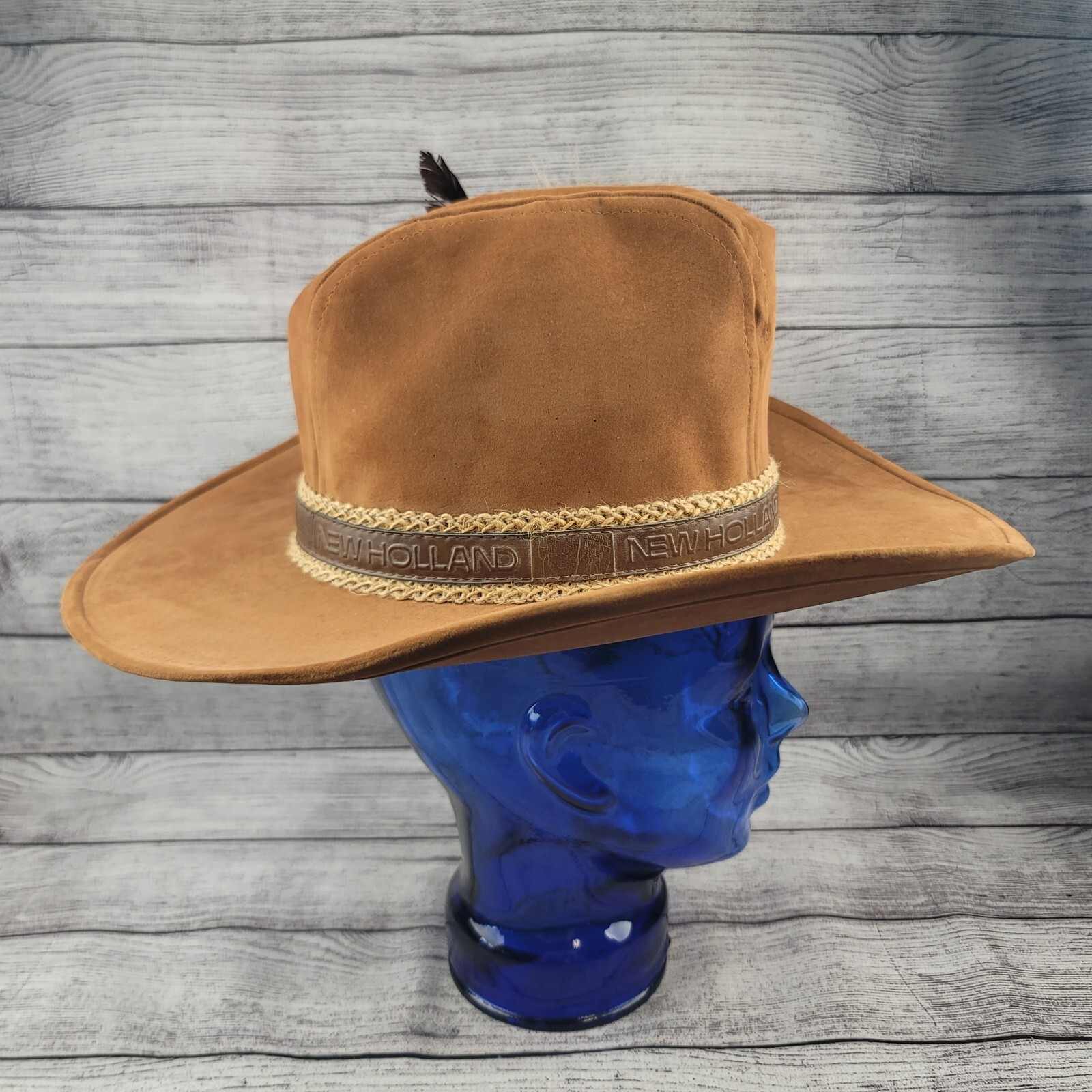 Vintage New Holland Cowboy Hat Made in USA Size Small Feathers (20.75″ circ)