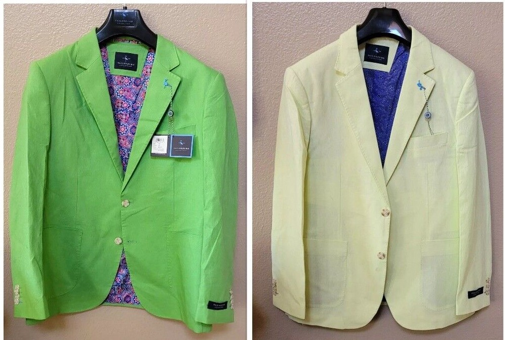 NEW TAILORBYRD $325 CLASSIC FIT LINEN BLEND BLAZER SPORT COAT, 44R