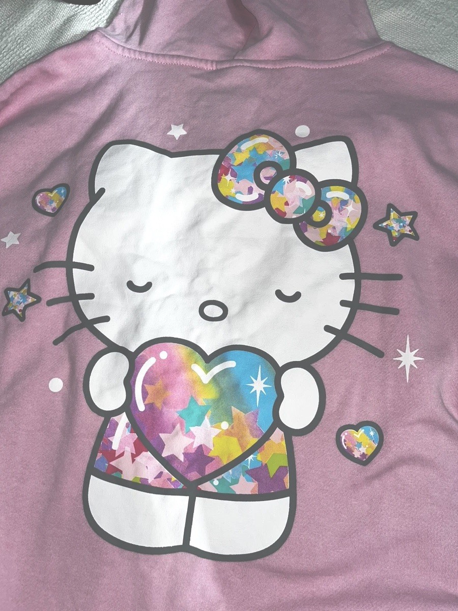 NWOT Hello Kitty 50th Anniversary Zip Up Hooded Sweatshirt Size Medium