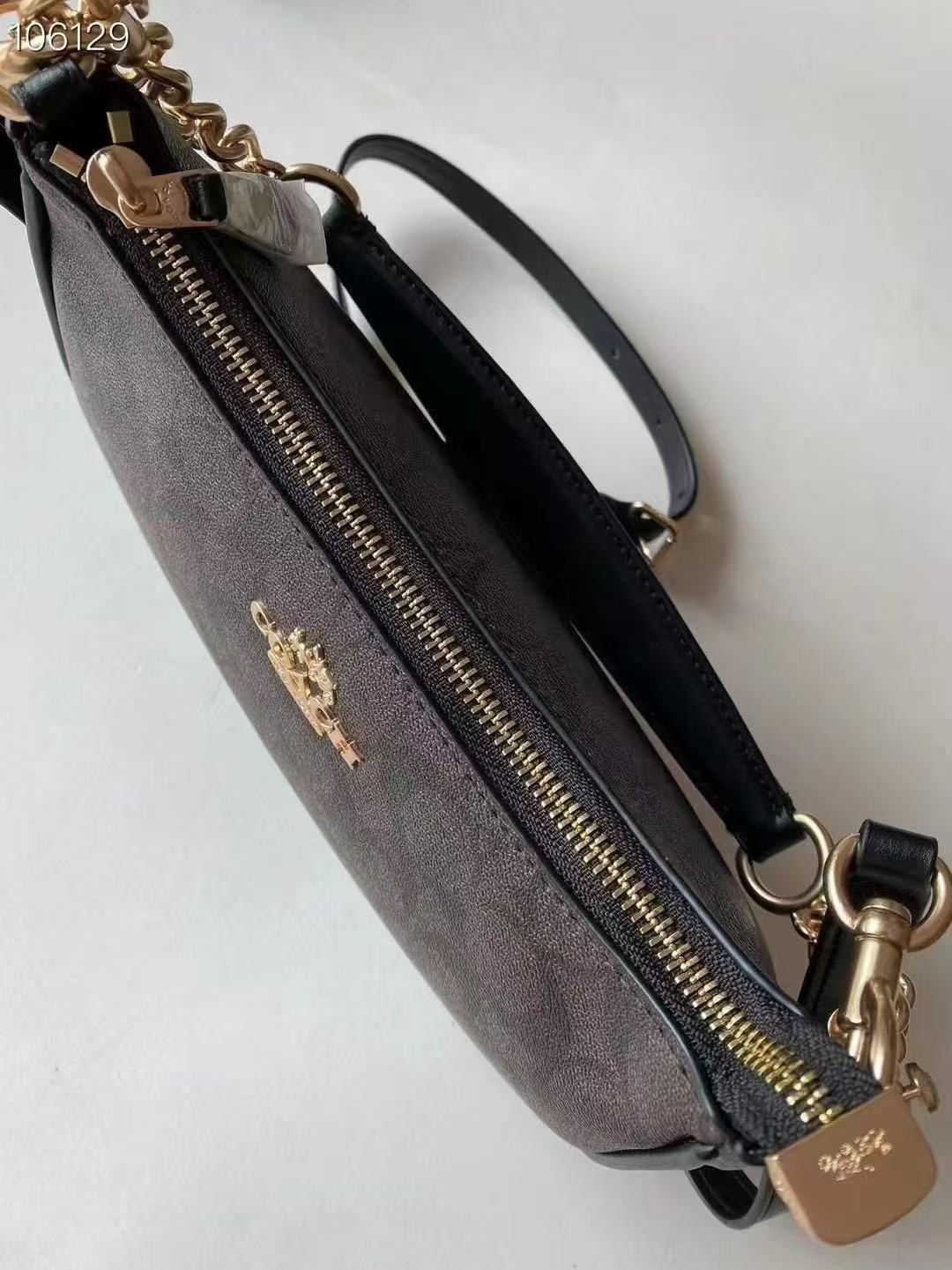 COACH Teri Shoulder Bag In Signature Gold/Walnut/Black, Only unpacked, not used