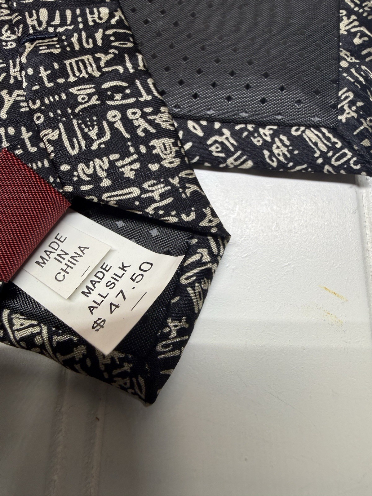 Museum Artifacts Rosetta Stone All Silk Tie Mens Black White Hieroglyphics NEW