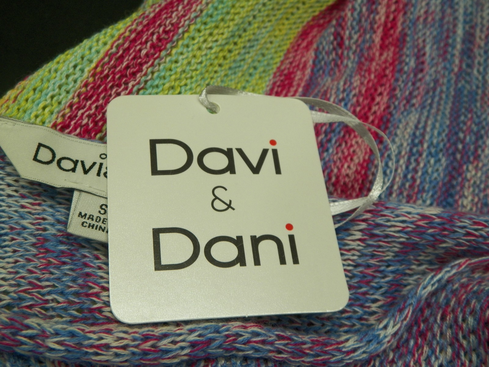 Davi & Dani Multi Striped Oversized Loose Fit Sweater Top Size Small