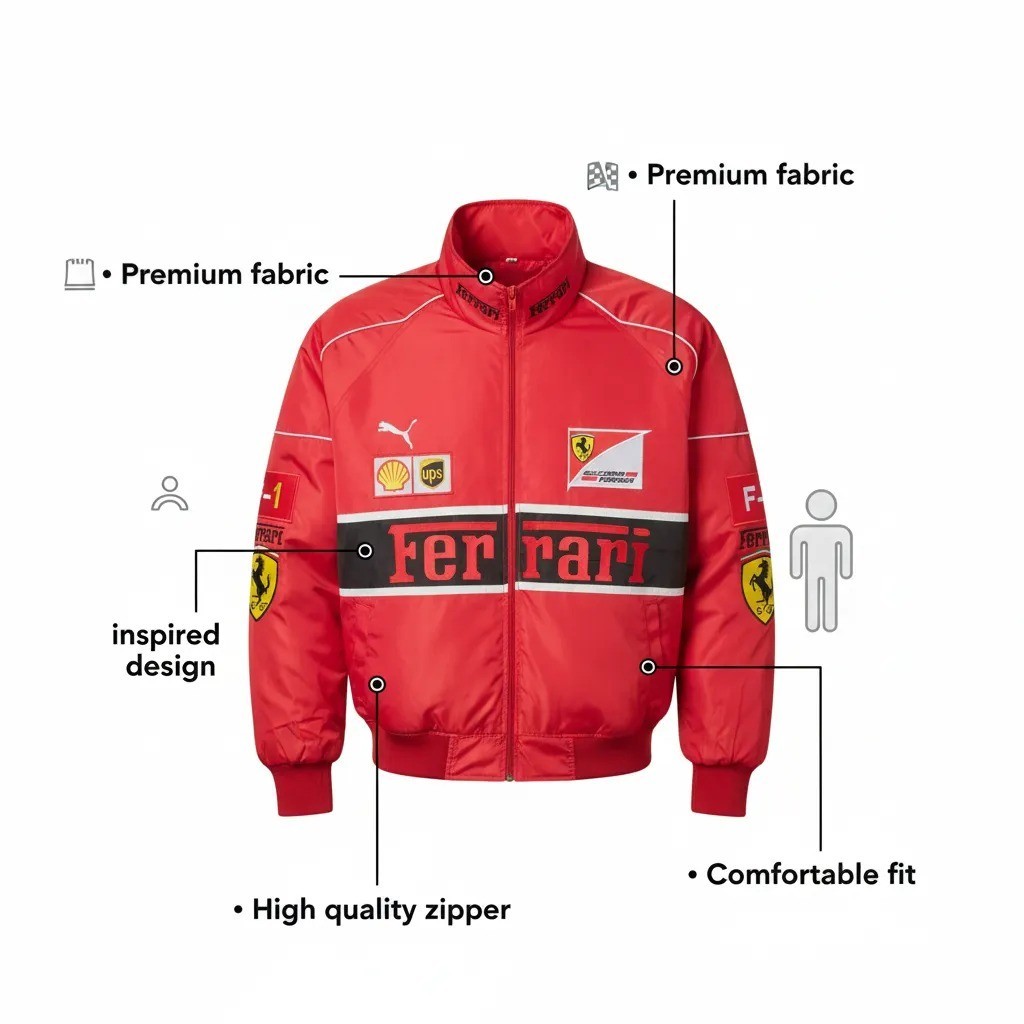 Ferrari F1 Racing Jacket Red Puma Zip Motorsport All Sizes are Available