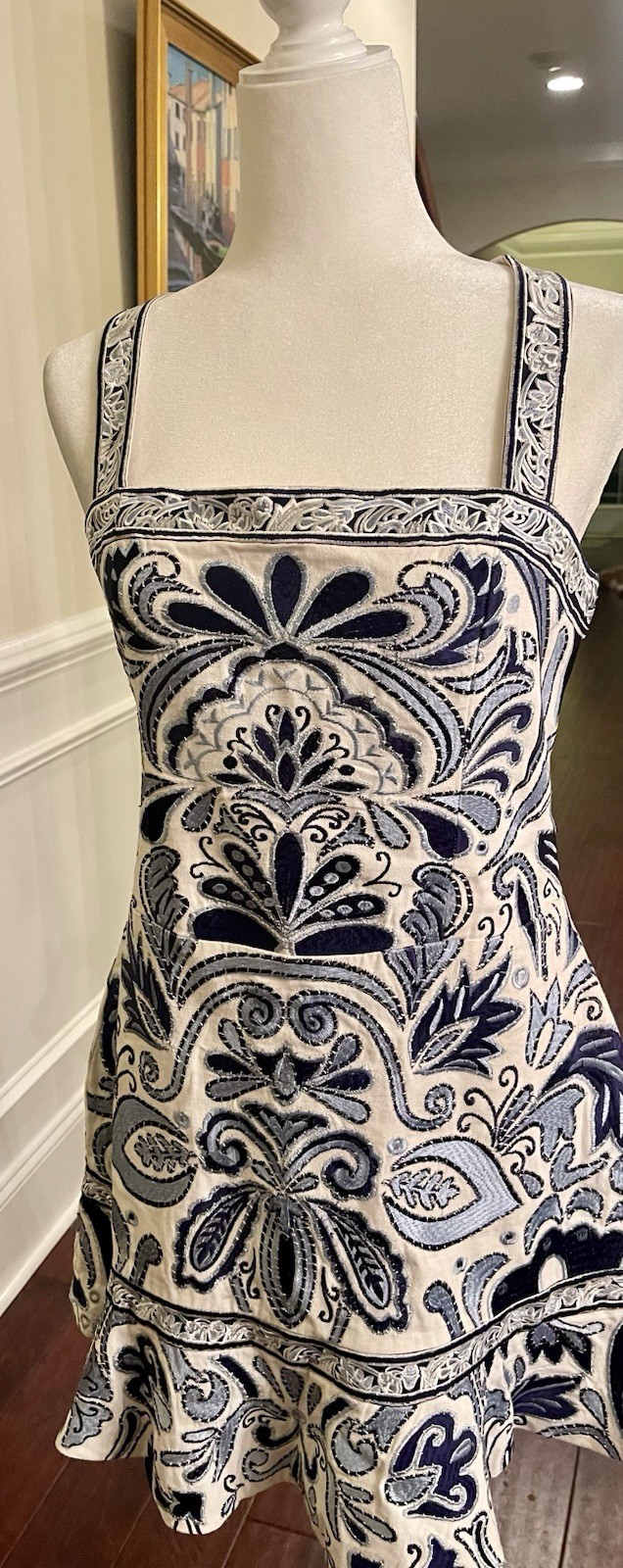 Alice + Olivia Kaiser Embroidered Canvas Mini Dress NWT $695.00 Sz 14