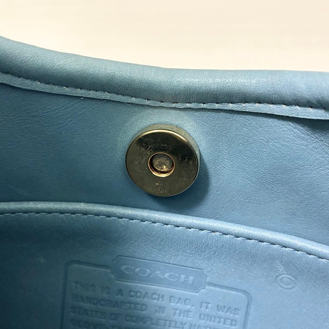 Vintage Old Coach Ergo 9027 Blue Leather Handbag Shoulder Bag USA Rare From JPN