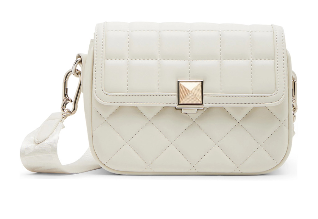Steve Madden BCarla Crossbody Bag Quilted Chalk White Silver