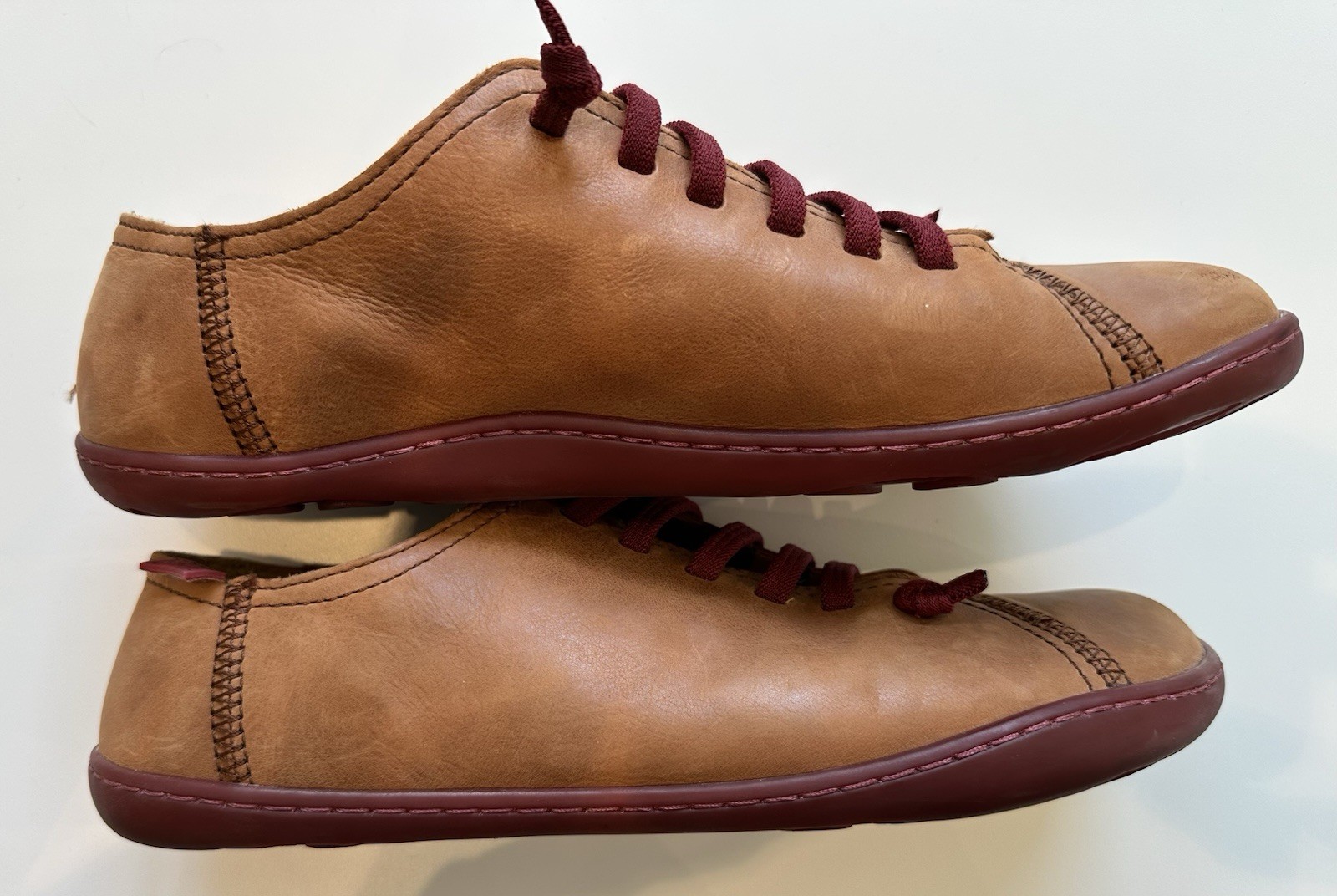 Camper 20848-211 Brown Leather Lace-Up Casual Sneakers Round Toe US 9.5 EU 40