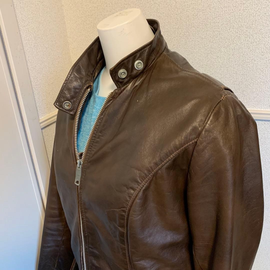 Schott single Rider’s Jacket Blouson Men Size 10 Brown Fleece Lined Vintage