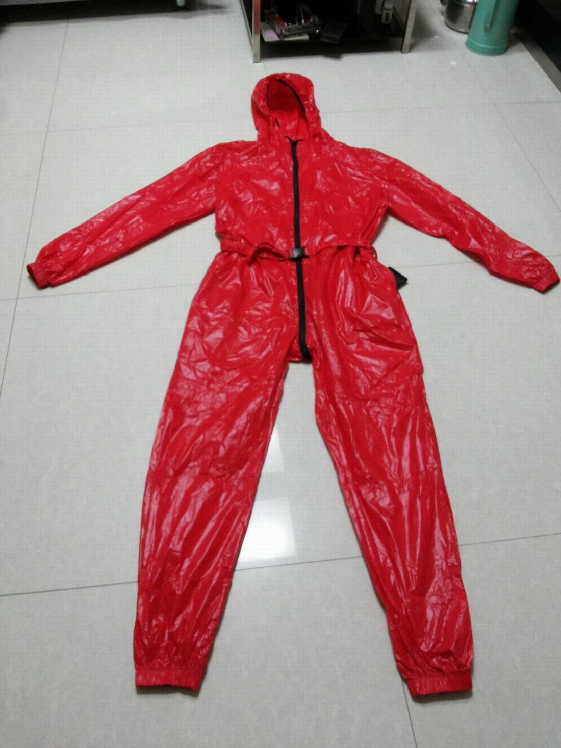 Unisex Shiny nylon Overalls Coverall Jumpsuit Set Overcoat Suit Wet-look XS-4XL