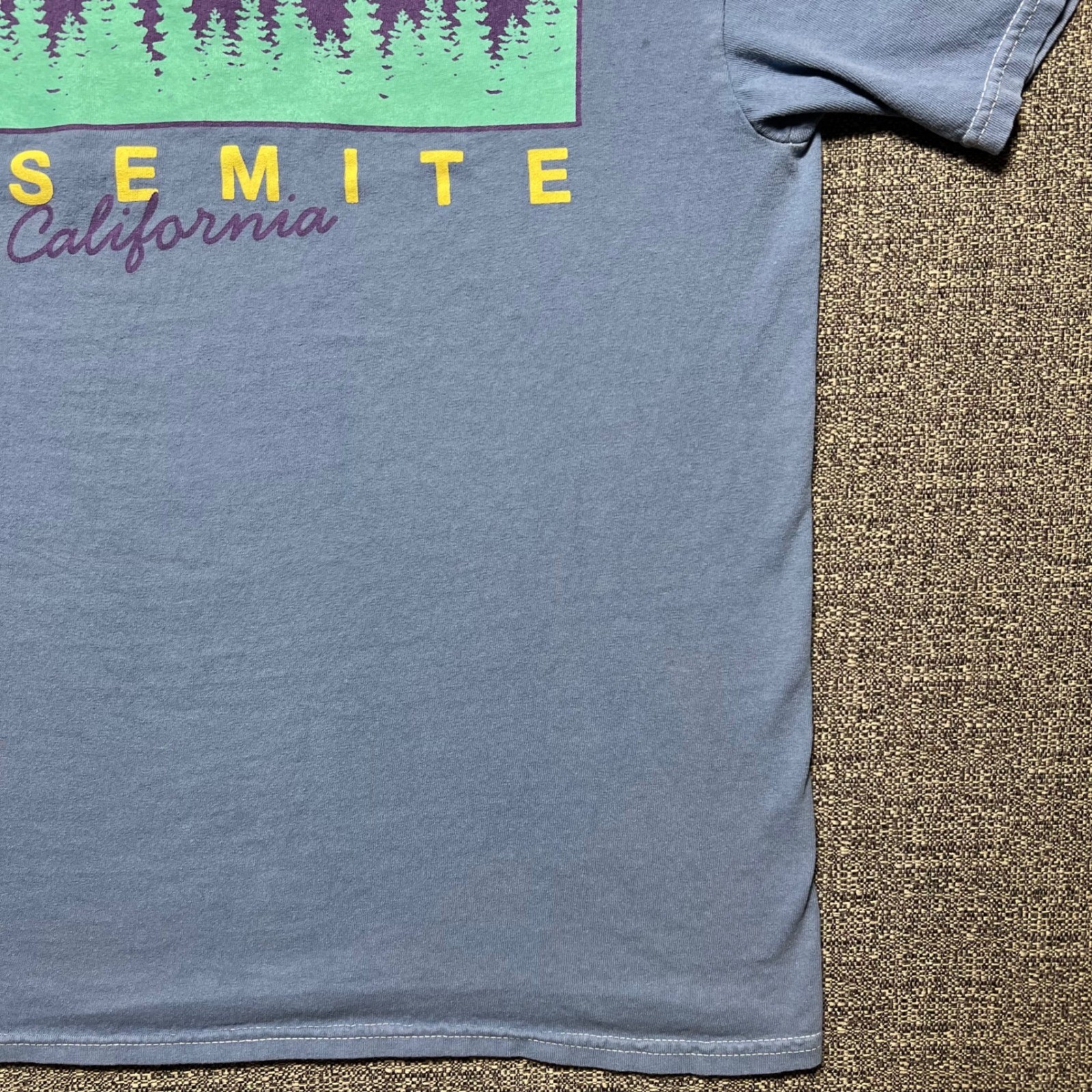 Yosemite National Park Sunset Mountain Double Sided Blue T Shirt Mens Medium