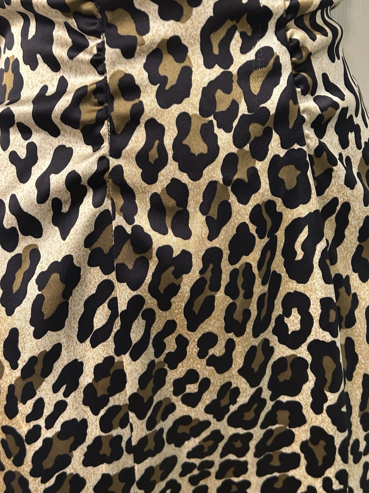 Retro Rockabilly Pinup Leopard Sateen Wiggle Dress Joanna Chen 6 50s Grunge VLV