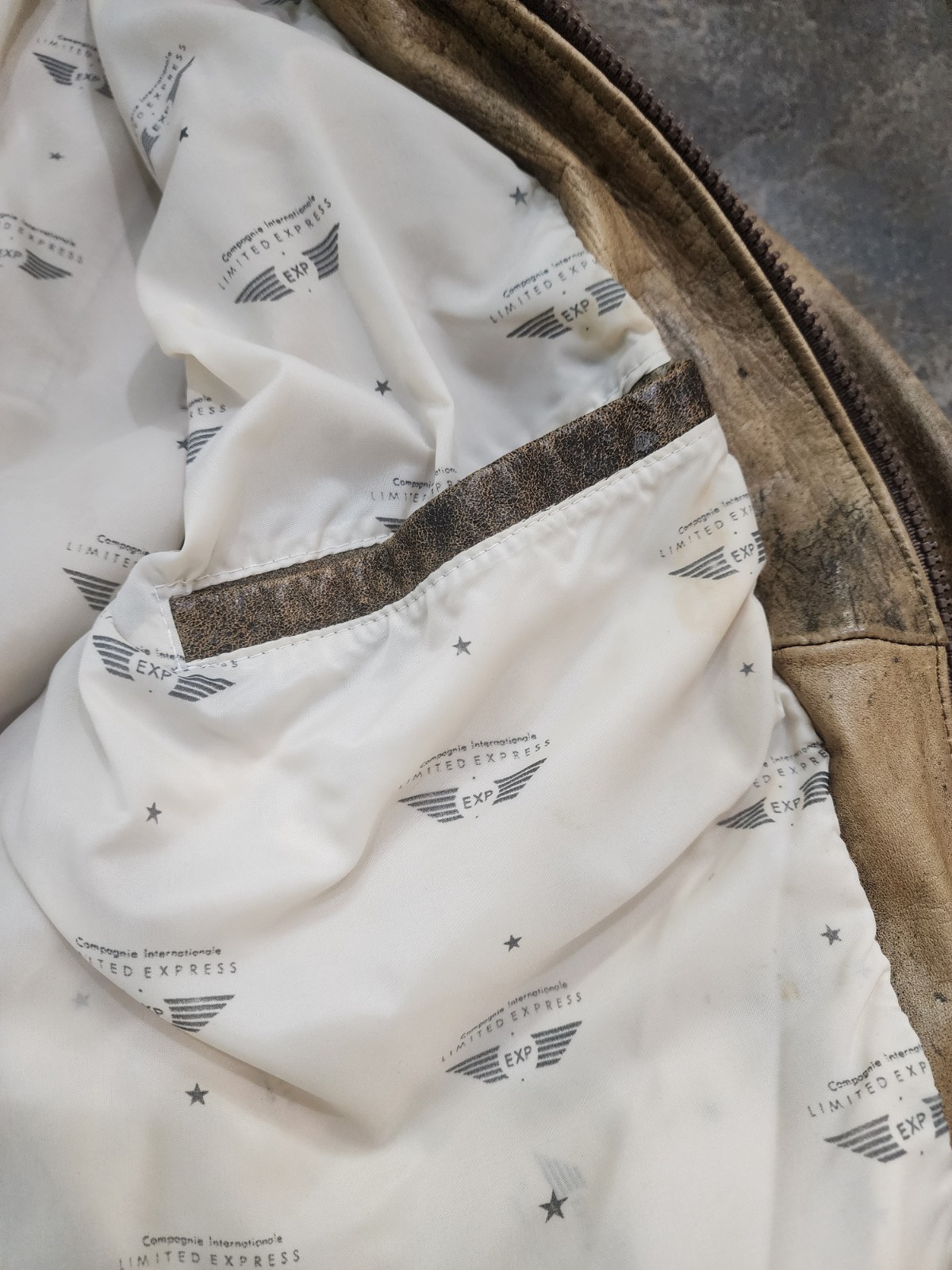Vintage 90s Limited Express Men’s Small Distressed Leather Bomber Flight Jacket
