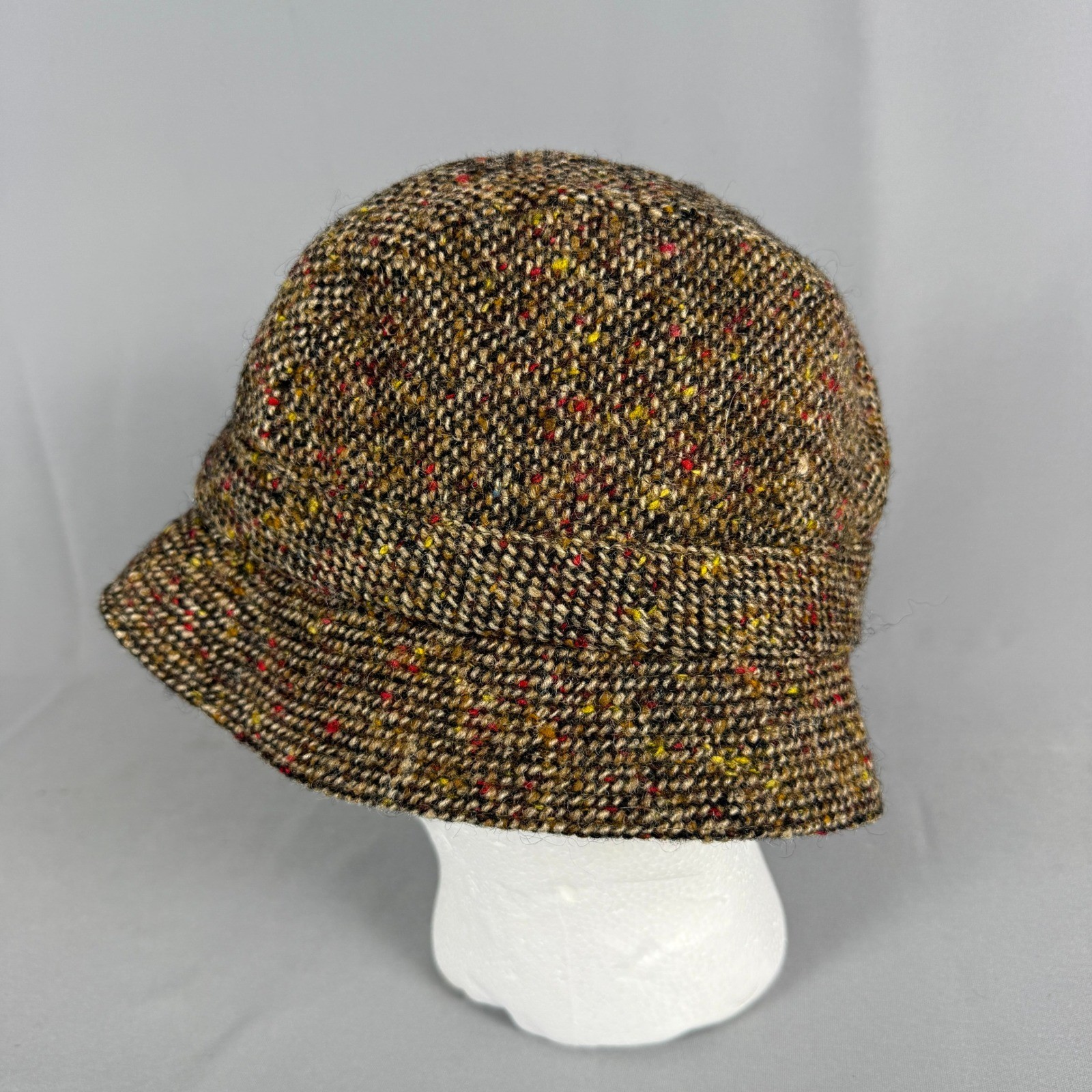 David Hanna & Sons W Bill Ltd Wool Tweed Bucket Hat Brown Multi Made in Ireland