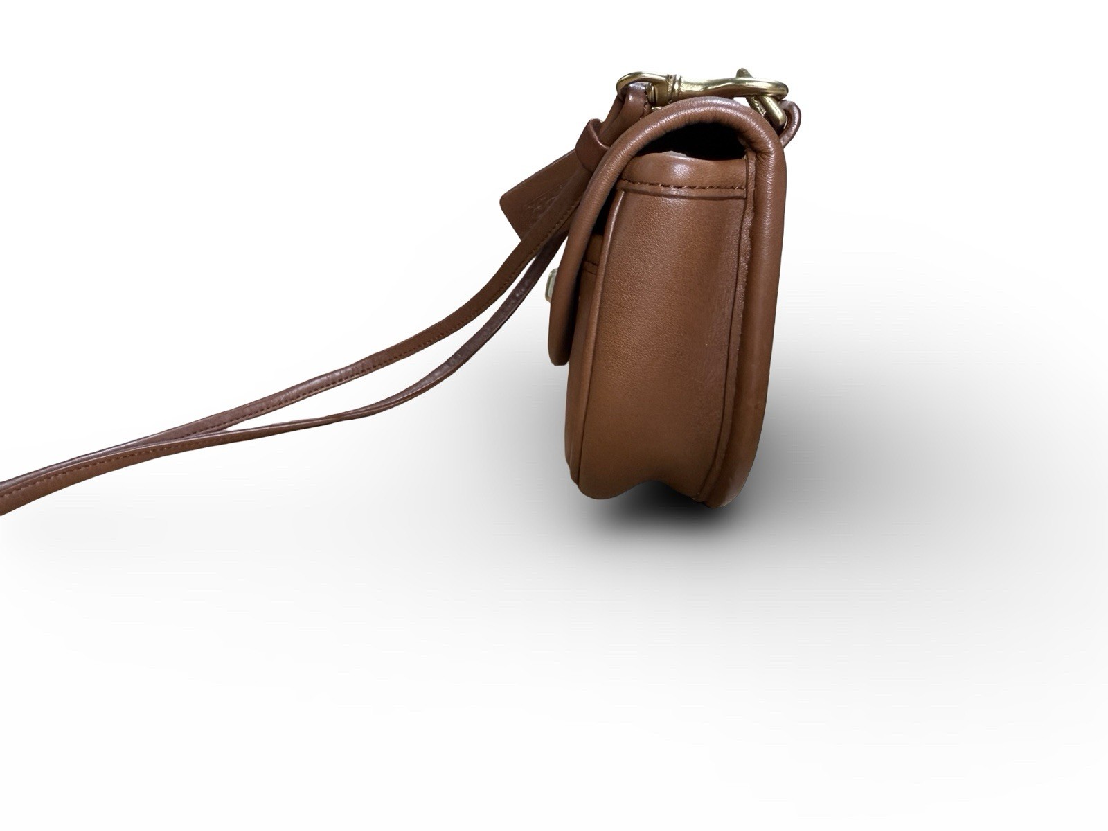 Coach 9826 Tan Leather Crossbody Belt pouch Saddle Bag with Gold Hardware