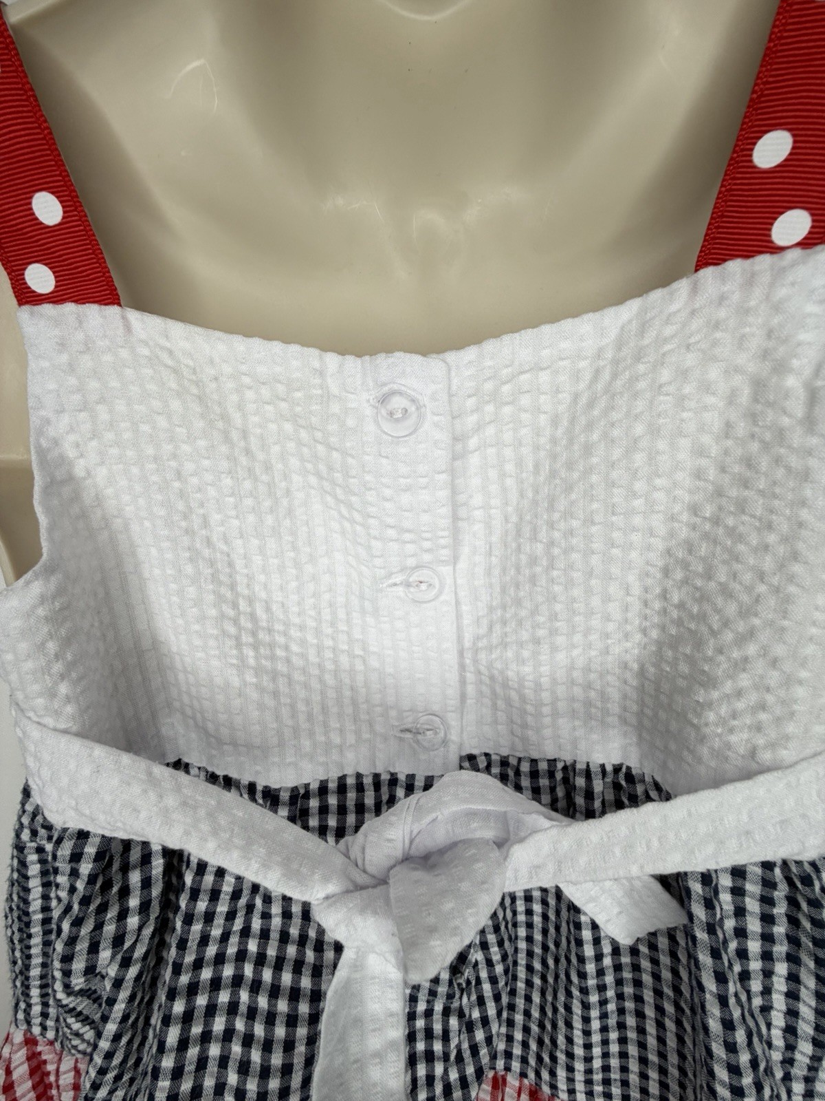 Emily Rose Red White Blue Dress Gingham Appliqué Butterfly Size 3T