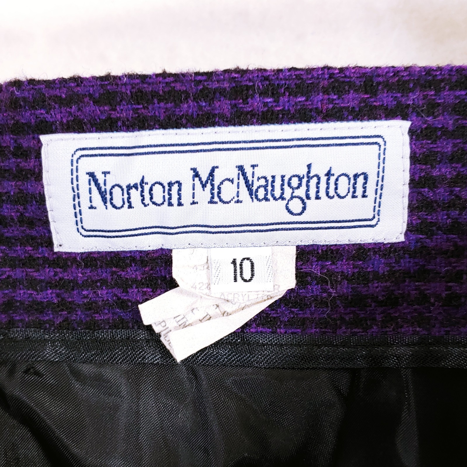 Norton Mcnaughton Tweed Skirt Womens S 10UK Plaid Purple Wool Poly Pleated Lined