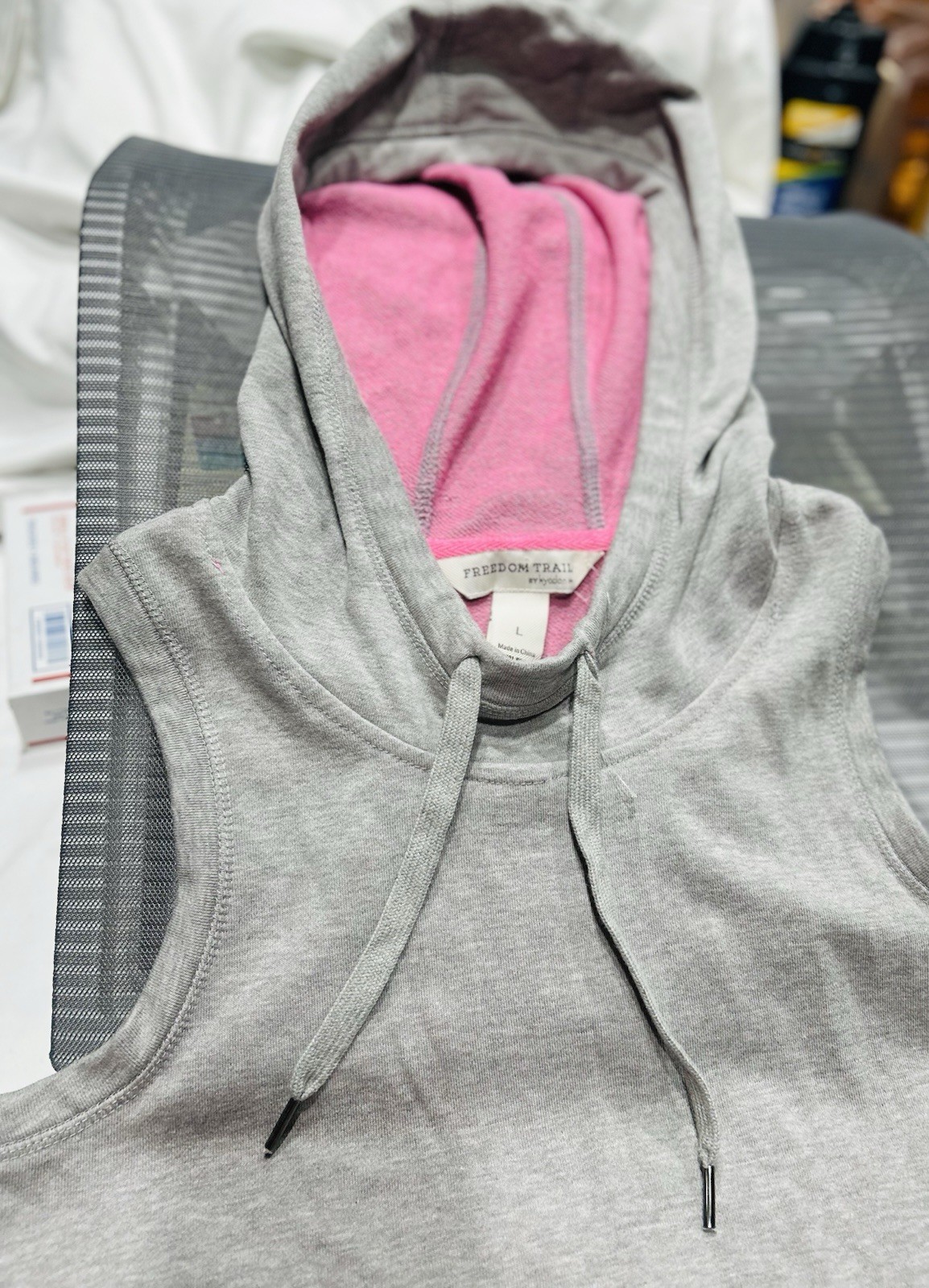 Freedom Trail Kyodan Gray Sleeveless Hoodie Dress NWT Pink Lined Athleisure Sz M