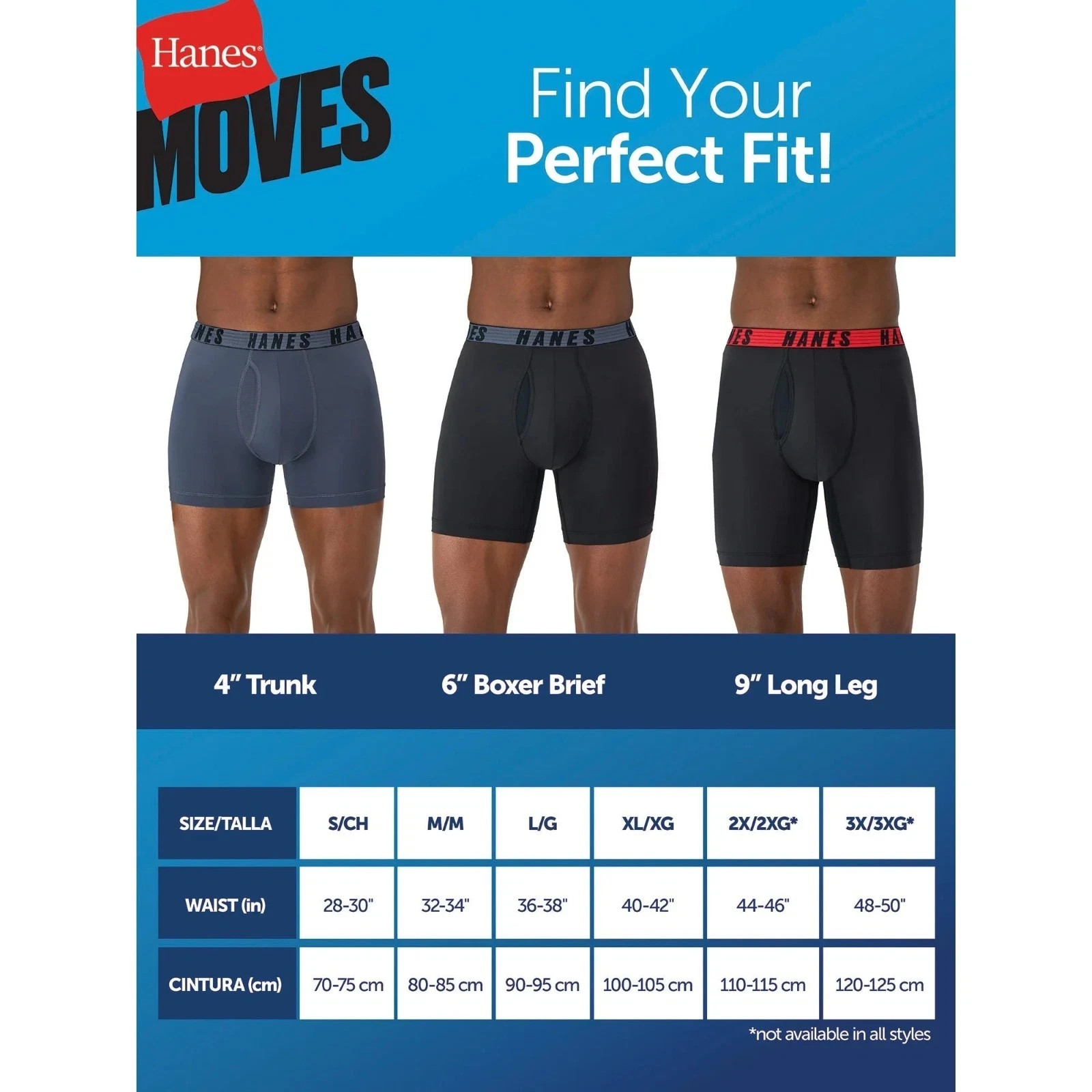 3 Pack Hanes Men’s Moves X-Temp Boxer Briefs Total Support Pouch 6″ Inseam New