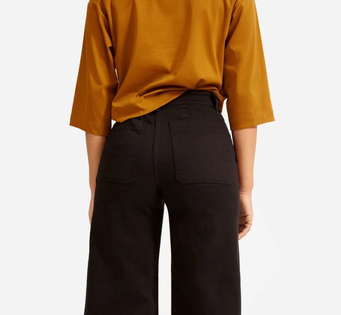 Everlane The Organic Cotton Cropped Wide-Leg Pant in Black