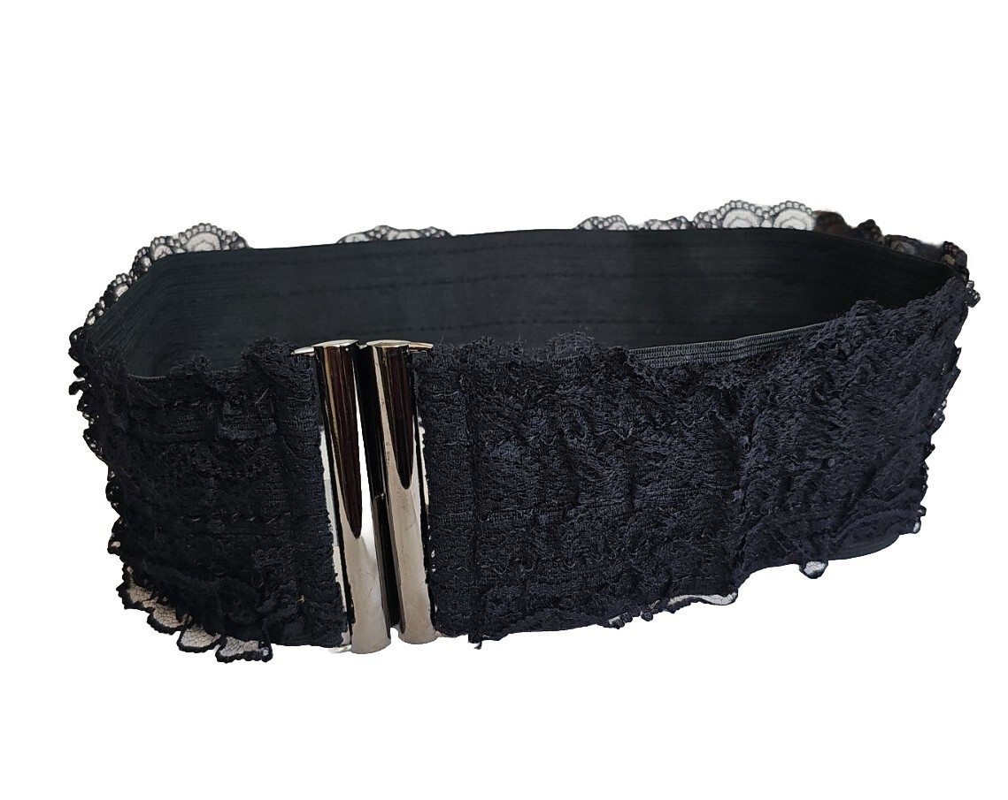 BCBGeneration Belt Wide Laced Waist Black Elasticated Stretch Size M/L