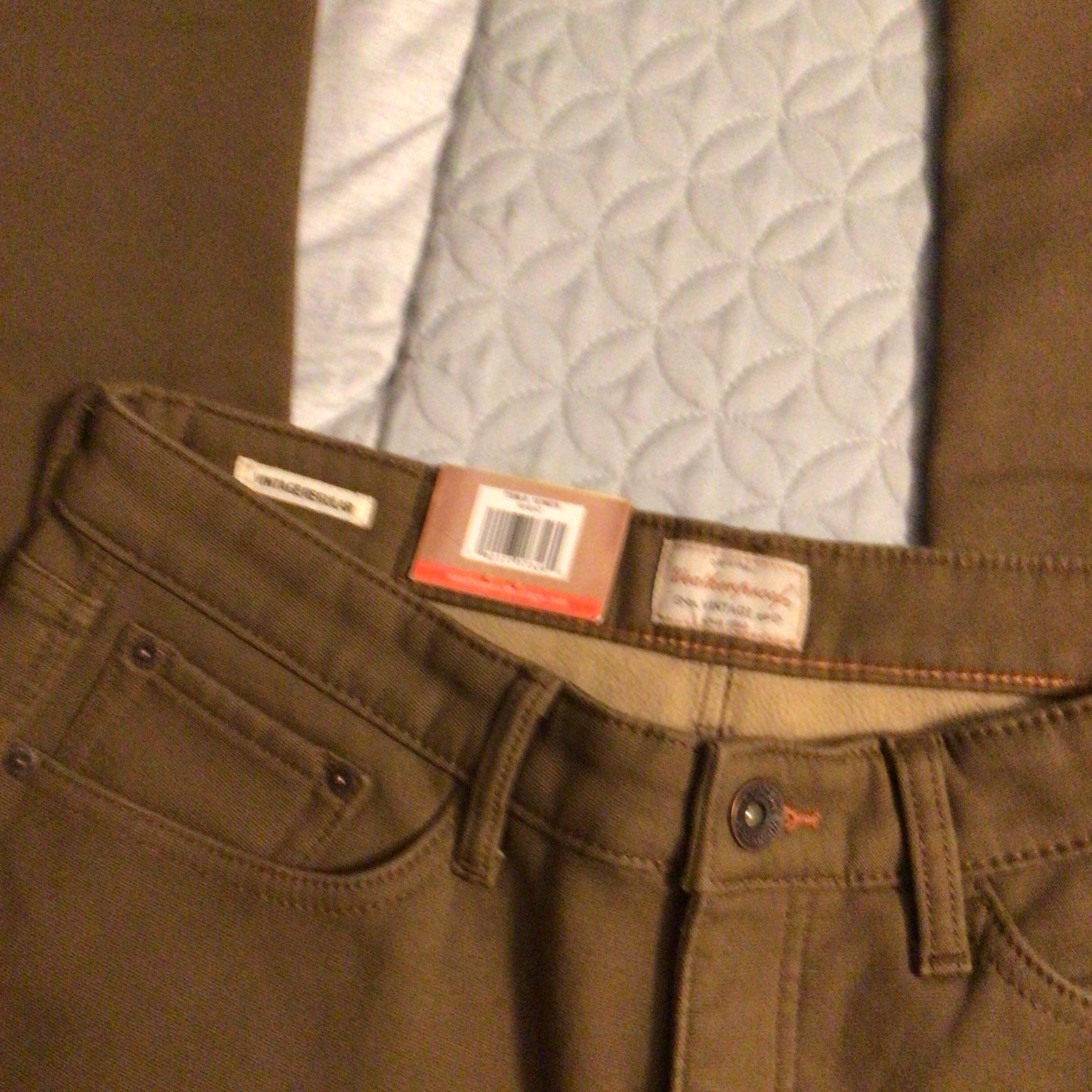 Weatherproof Lined Brown Canvas Stretch Pants Straight Leg Flat Front 32Wx34L