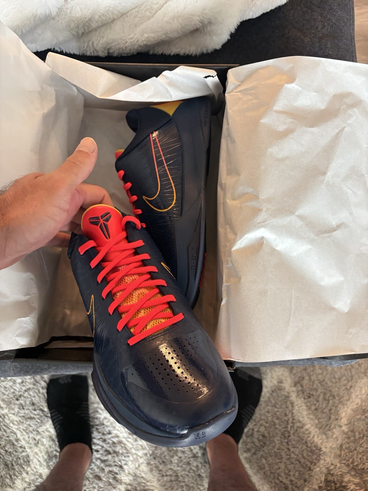 Nike Zoom Kobe 5 Protro Caitlin Clark Indiana Fever Blue/Red/Yellow IM3207-400