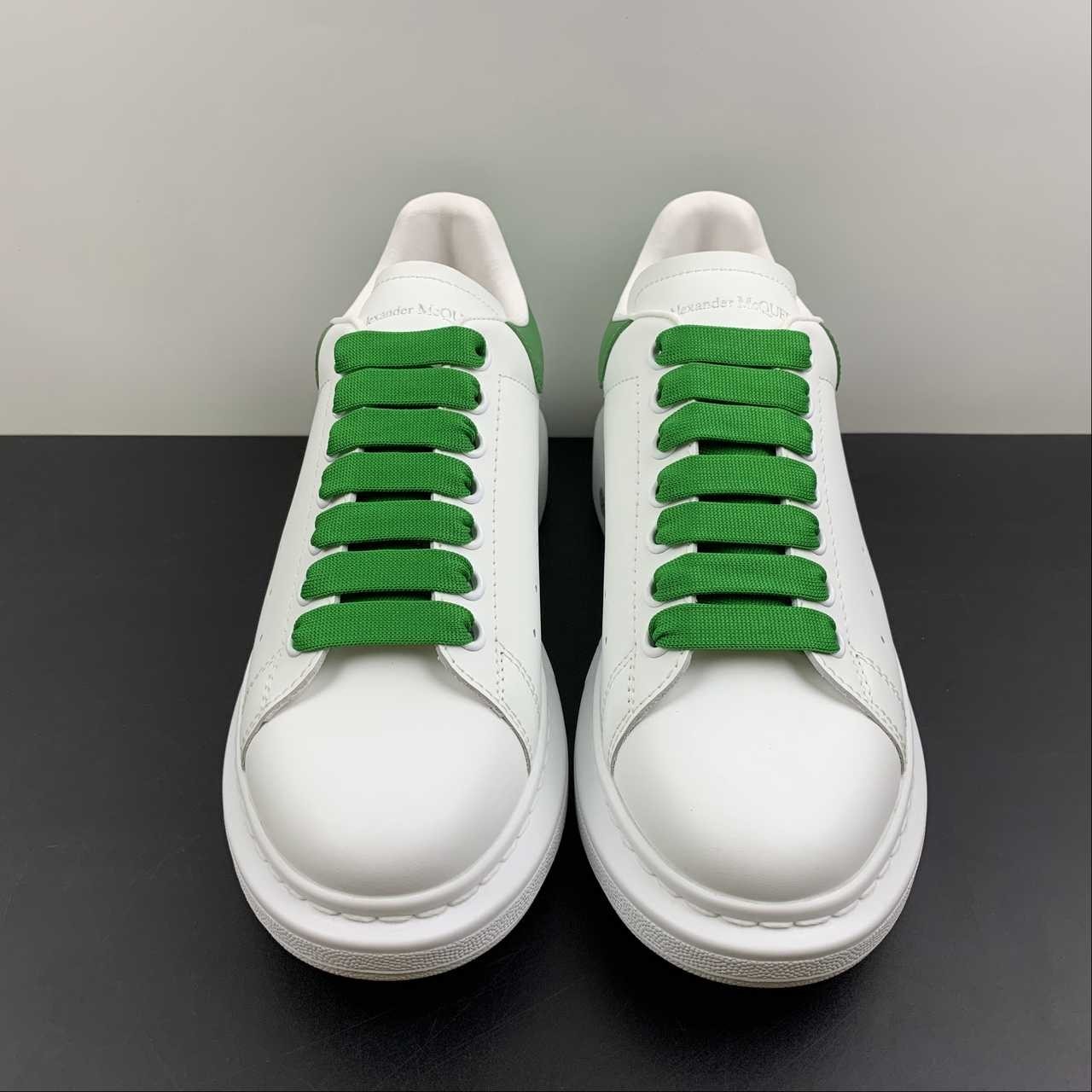 Alexander McQueen Oversized White Green Low Top Leather Sneakers