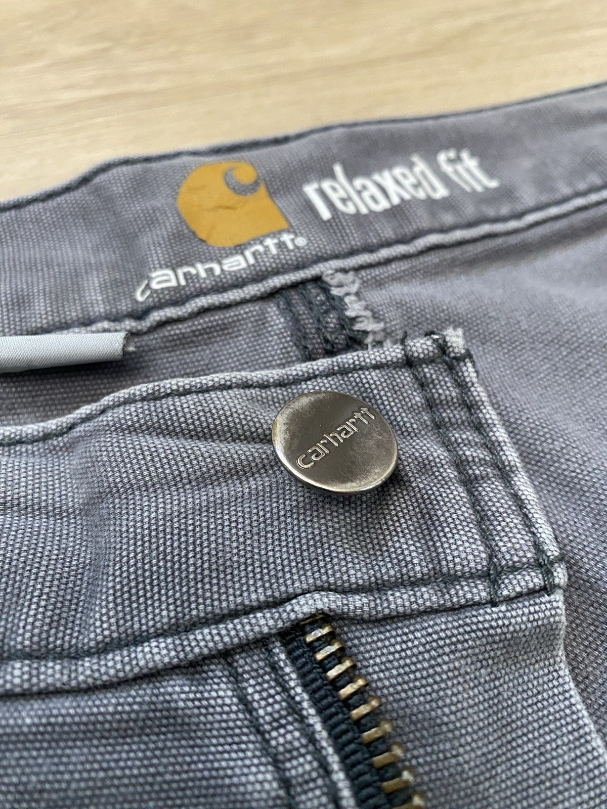 Carhartt Relaxed Straight Pants Men 36×32 Gray Double Knee Distressed 102802-029