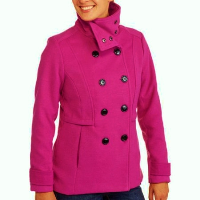 Fresh New York Women’s Double Breasted Faux Wool Peacoat w/Stand Collar 3X, 5X