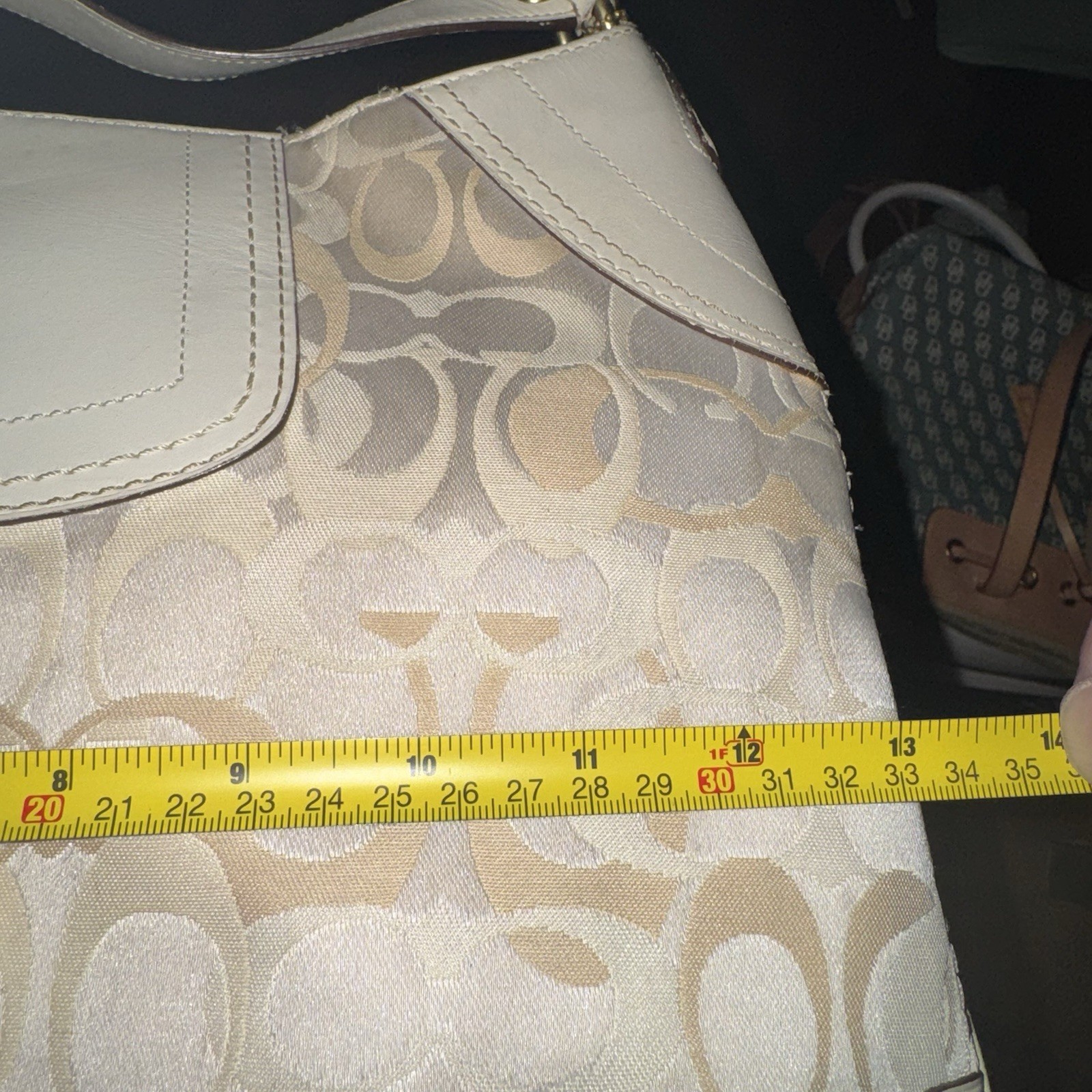 VTG COACH Hobo Bag Cream Ivory Signature CC Monogram M0668-10601 Y2K