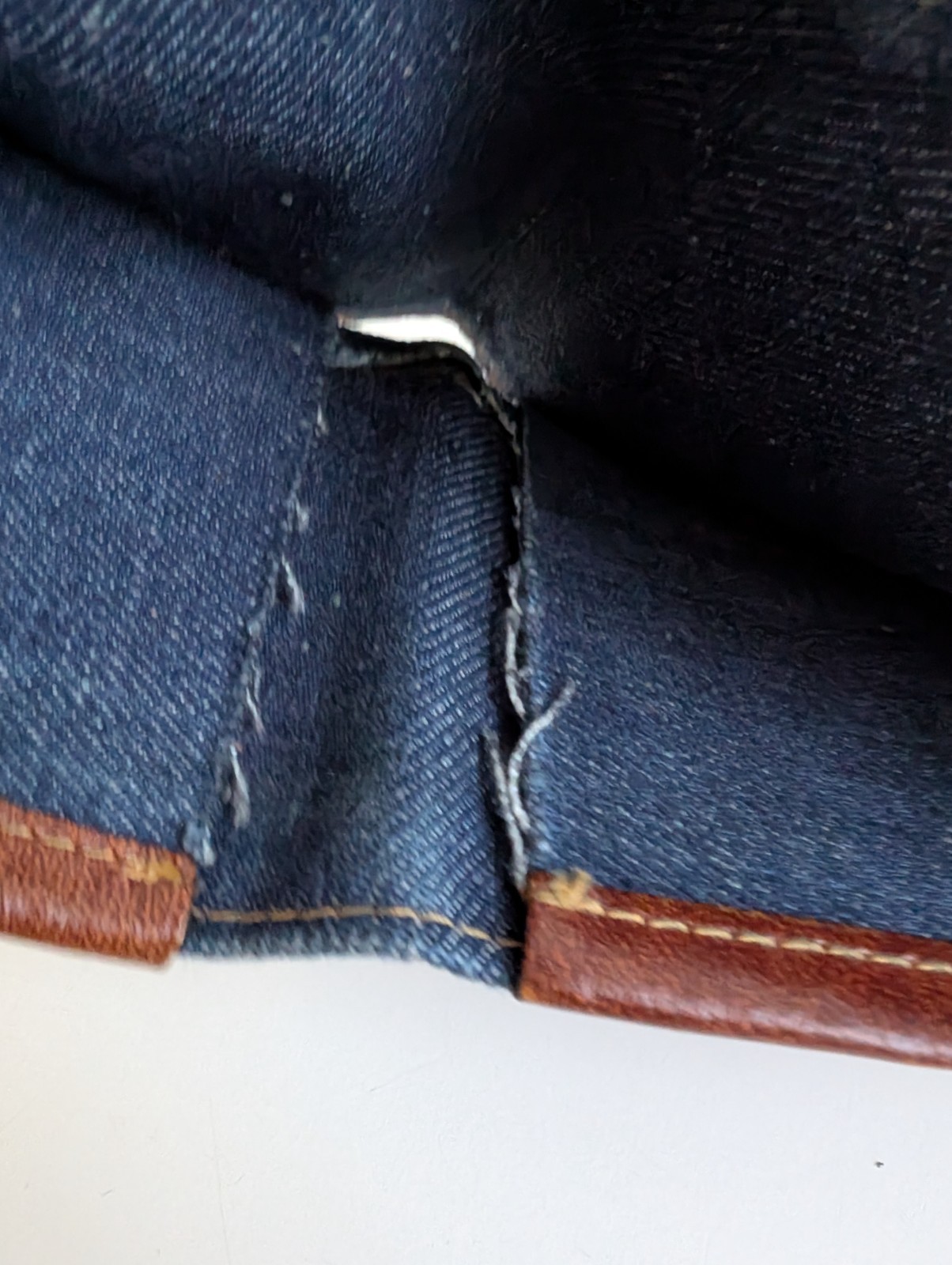 Vintage Levi Strauss denim leather wallet bifold two horse patch steerhide USA