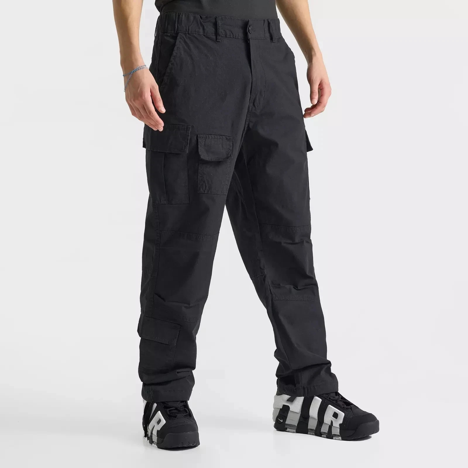 Men’s Flex Cargo Trousers Heavy Duty Stretch Casual Pants Black Medium New
