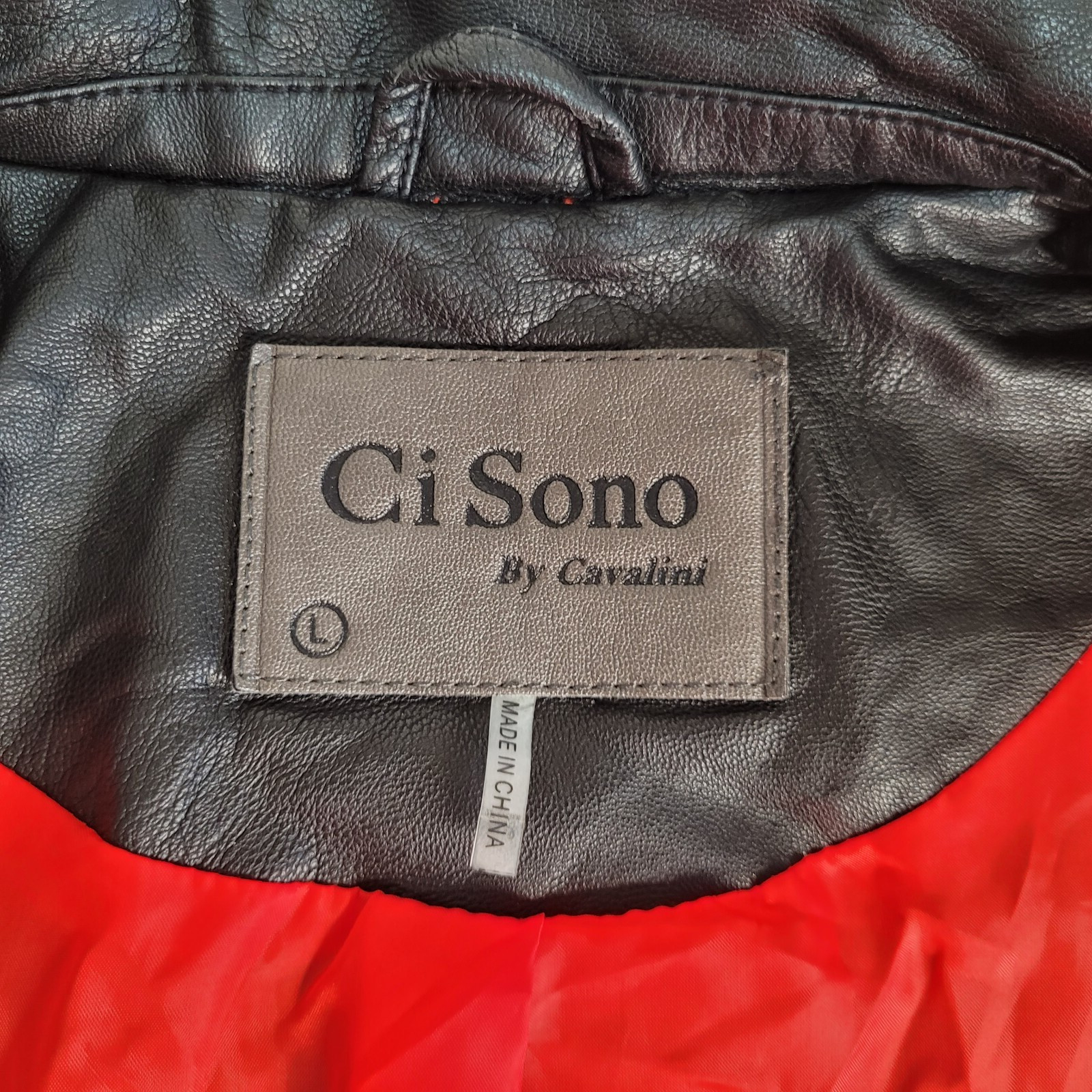 CI SONO By CAVALINI Jacket Womens Large 100% Vegan Leather Lined Bomber Moto