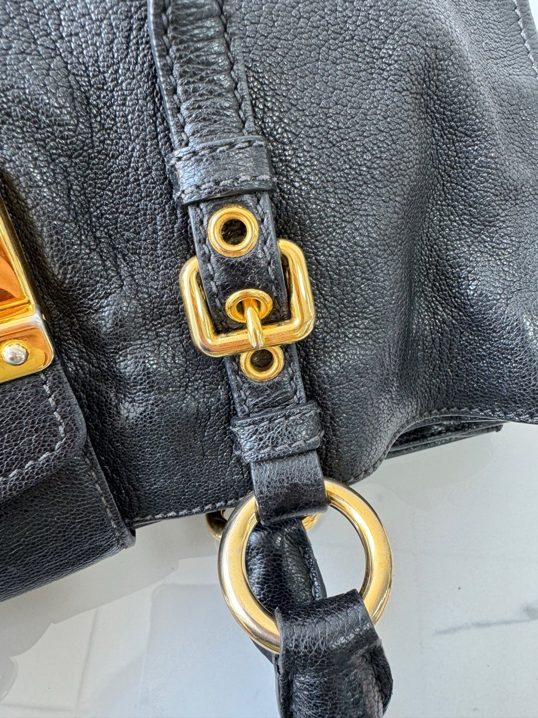 Miu Miu Pre-Owned Authentic Tote Black 34*15 Free Tracked Shipping