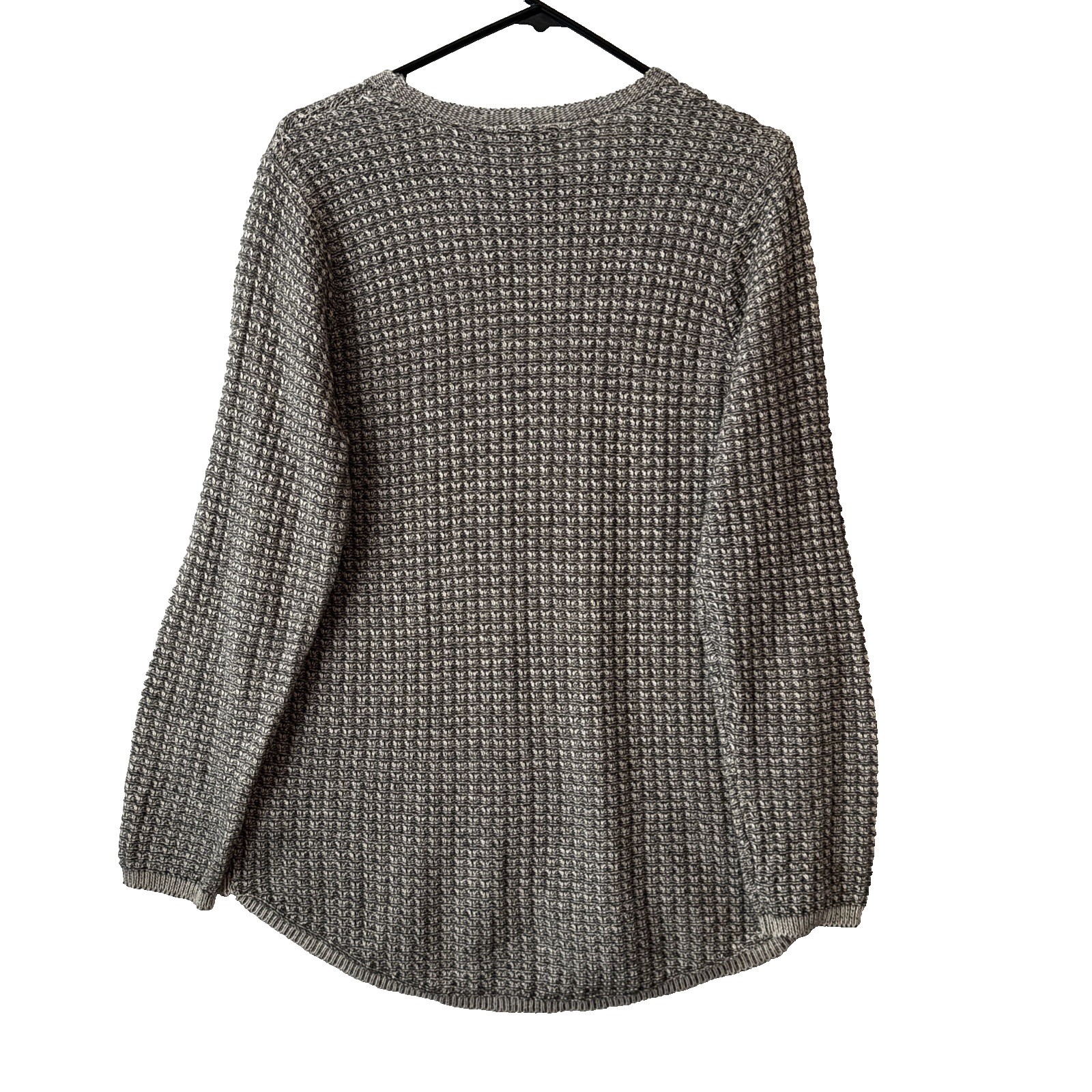Jeanne Pierre Waffle Knit Curved Hem Pullover Sweater Women’s XL Combo Gray Chic