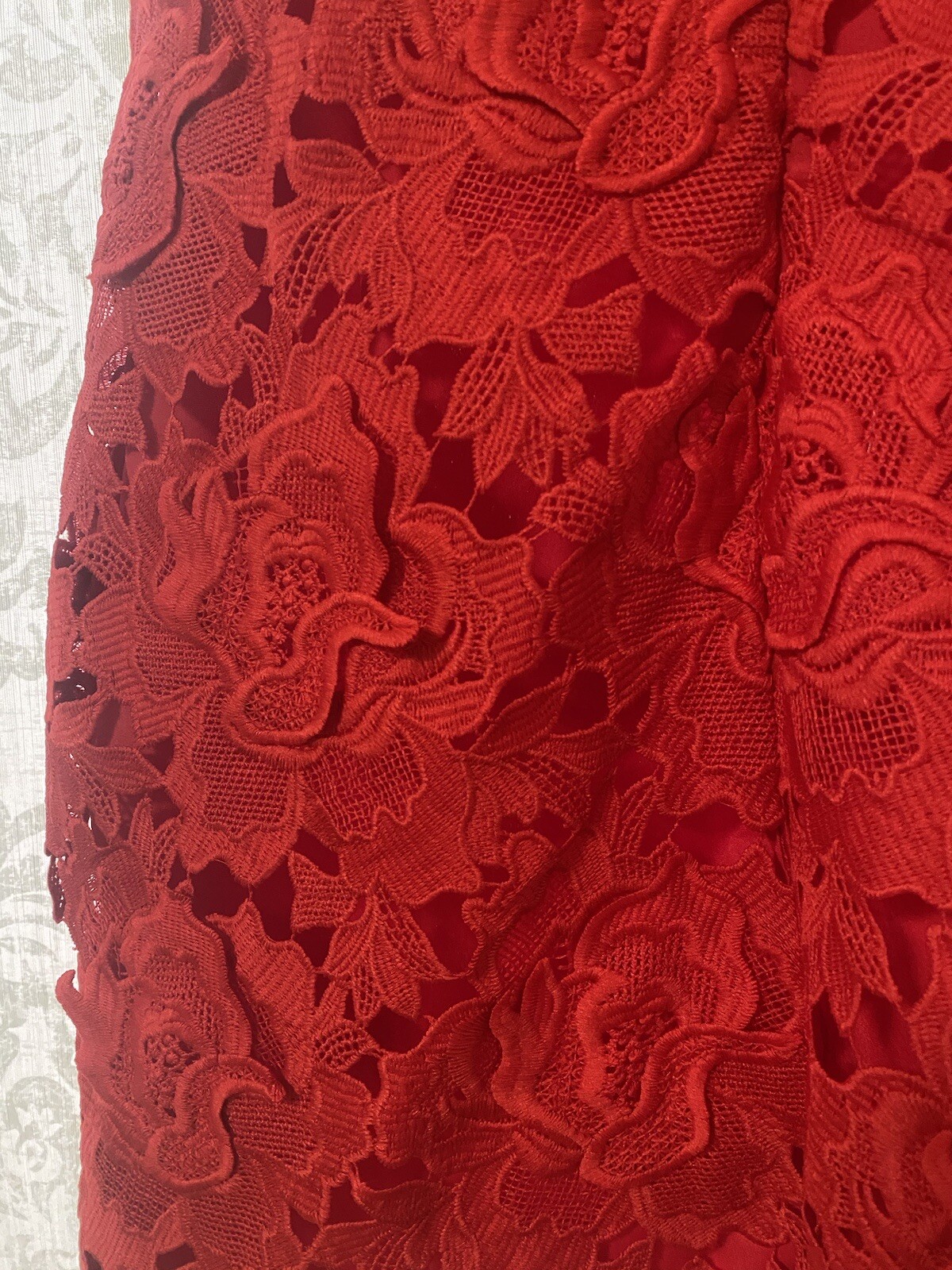 J Crew Collection Classic Lace Overlay Formal Holiday Event Sheath Dress Red 4