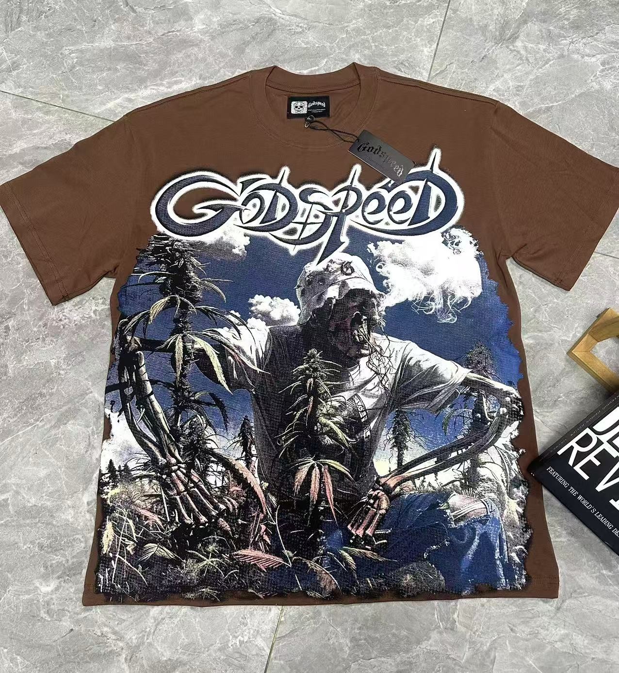 NEW Godspeed Skeleton Farmer in the Field printing Tee Mens Cotton T-shirt