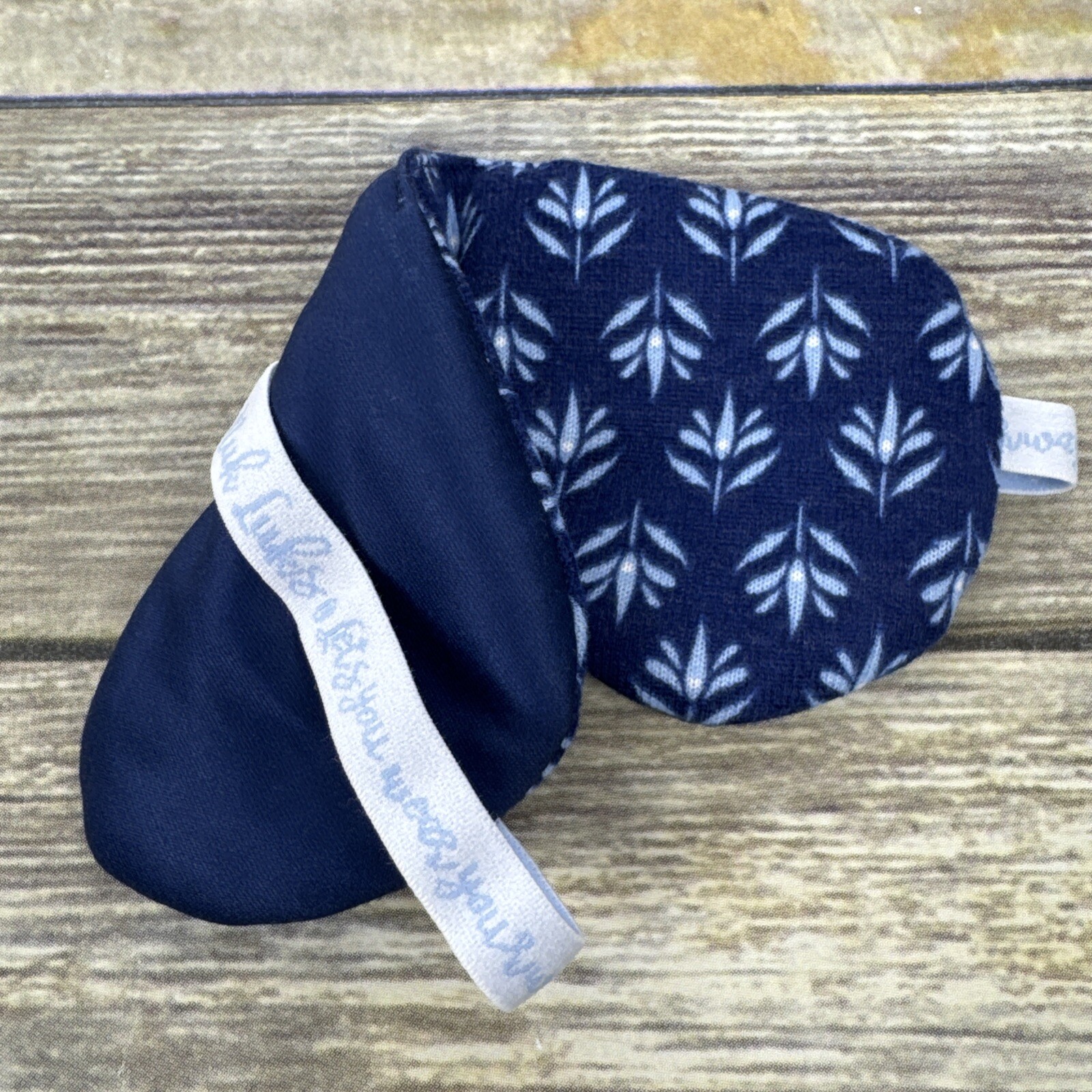 MUK LUKS Hacci Knit Novelty Pajama Set With Eye Mask Size L Navy Lotus NEW