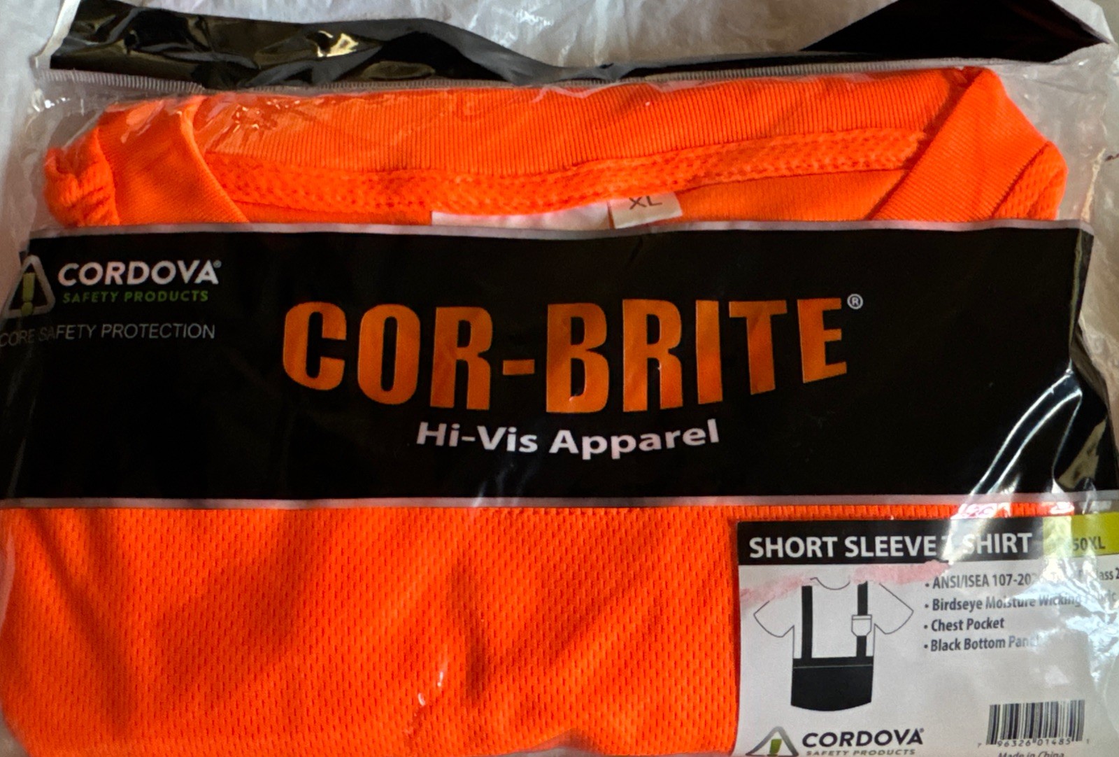 Hi-Viz Safety T-Shirt With Reflective Tapes Sz XL Short Sleeve Black Bottom