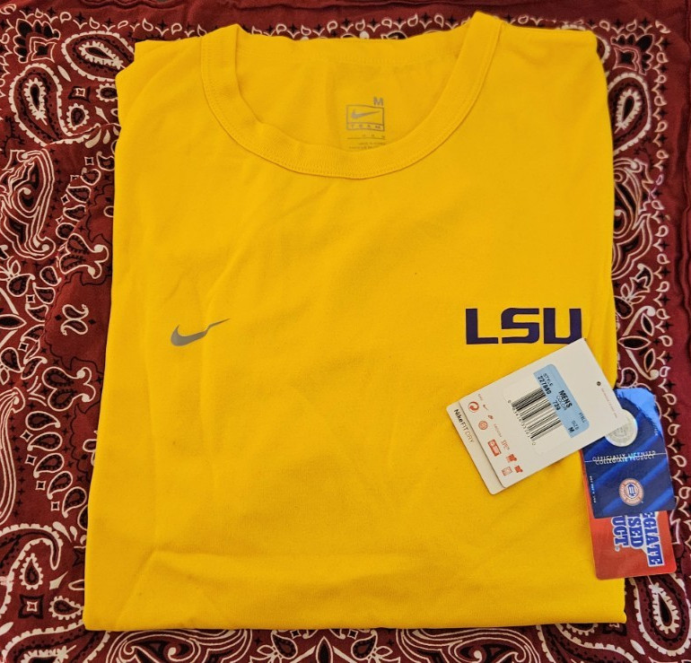 Yellow Long Sleeve Nike Dri Fit Medium Shirt for Men LSU Team