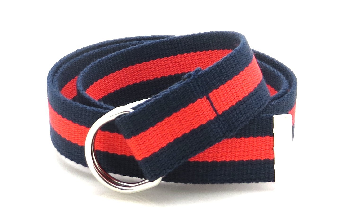 Canvas Web Belt D-Ring Buckle 1.25″ Wide Metal Tip Multi-Color