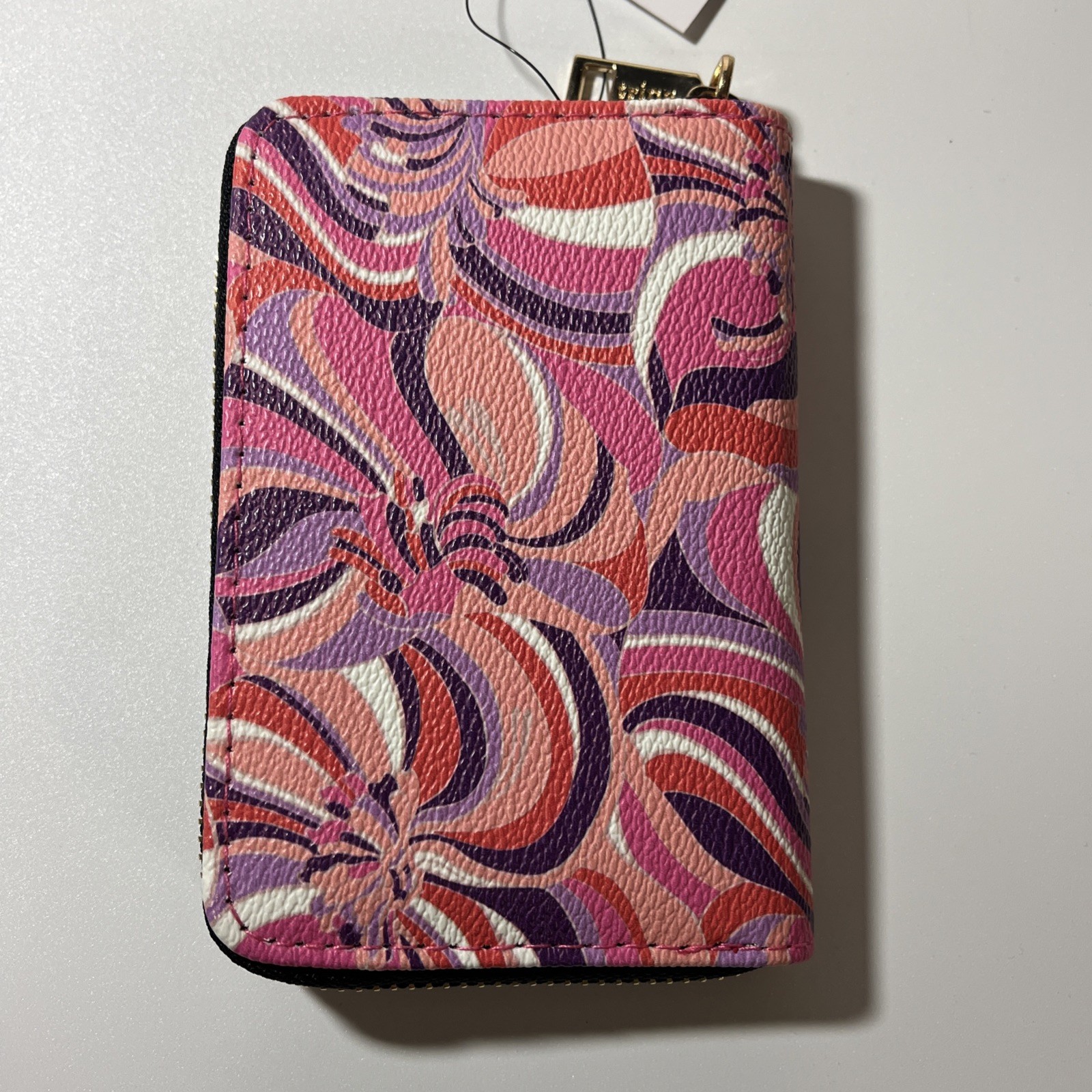 Trina Turk Small Zip Around Wallet Sea Anemone New With Gift Box Vegan Leather