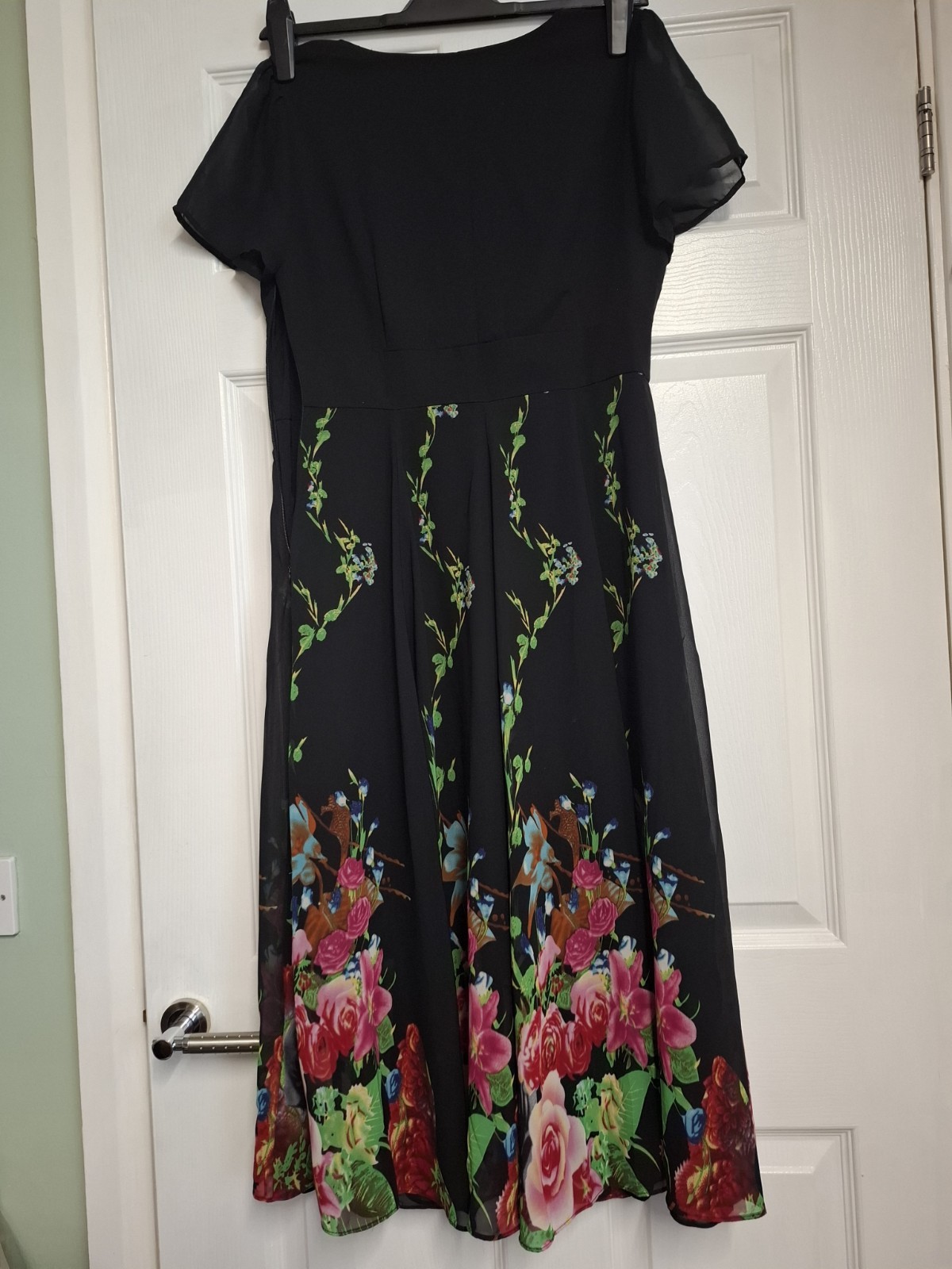 Womens Floryday Dress Black Floral Suit Any Occasion Cruise Holiday Size Small