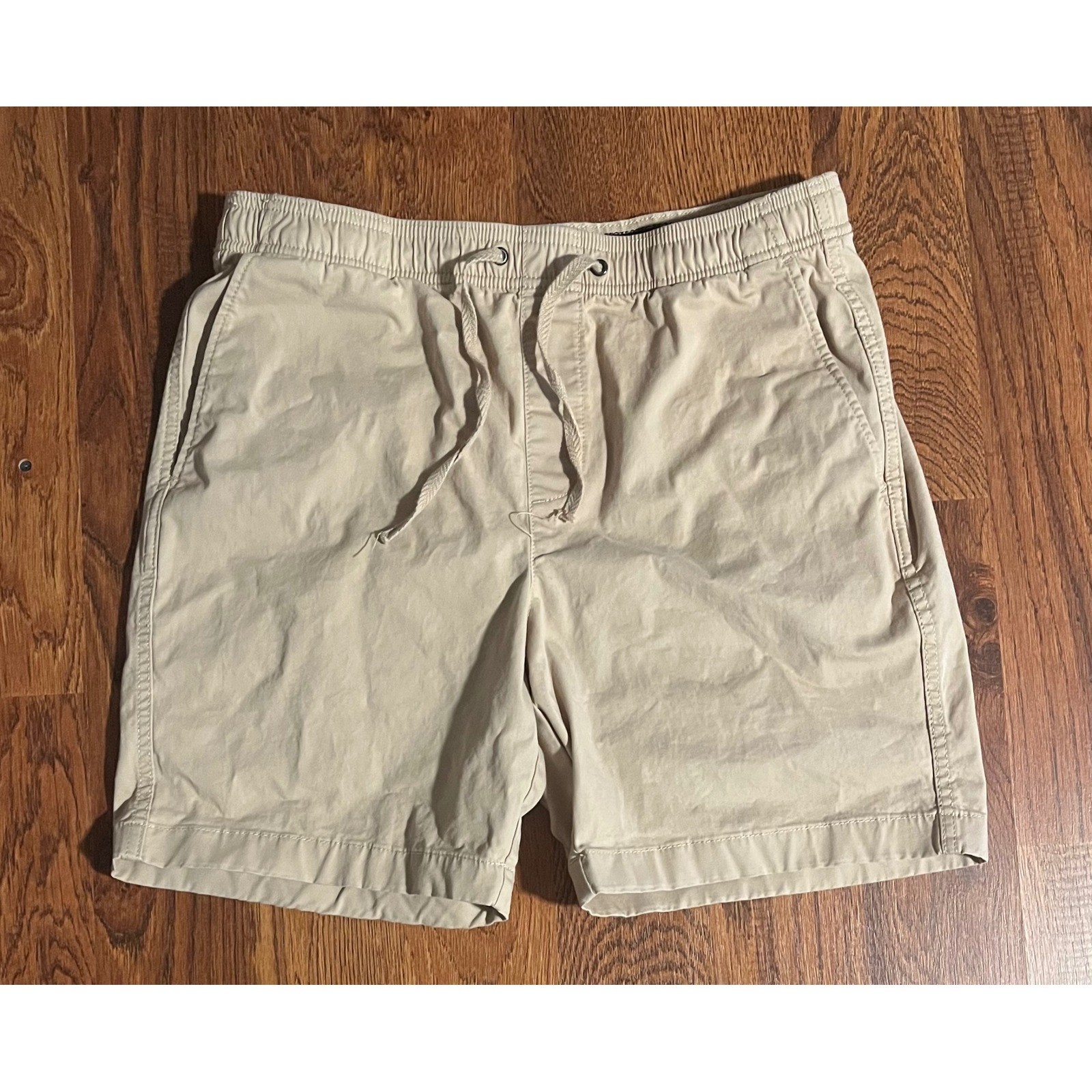 Gap Mens Drawstring Chino Shorts Khaki Tan Elastic Waist Casual Size M