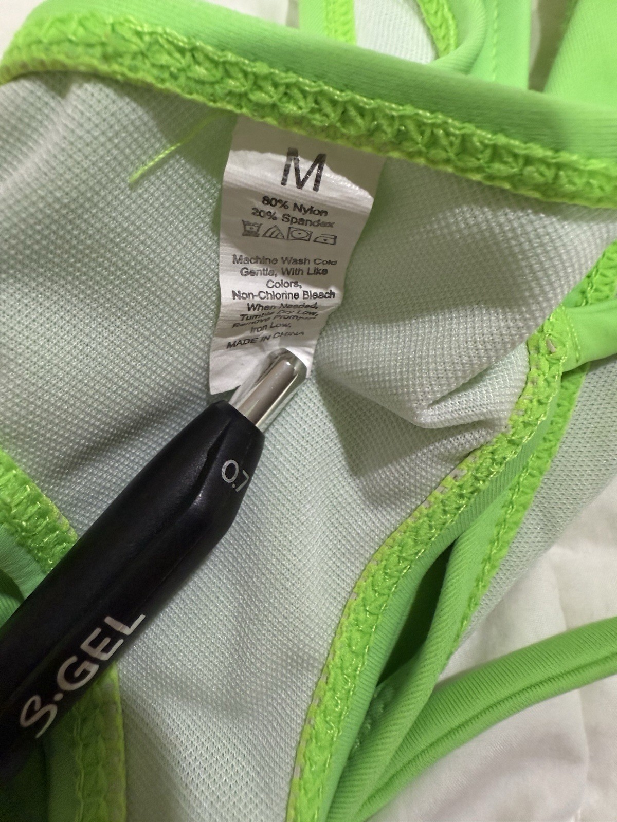 Neon Green Strappy Bikini Set size M 80% nylon 20% spandex pre-owned + Gift