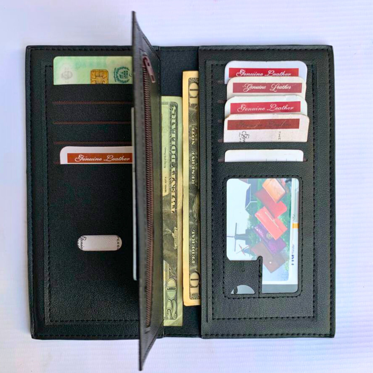 Men’s Long Checkbook Wallet – Genuine Leather RFID Card Holder, Full Bill Wallet