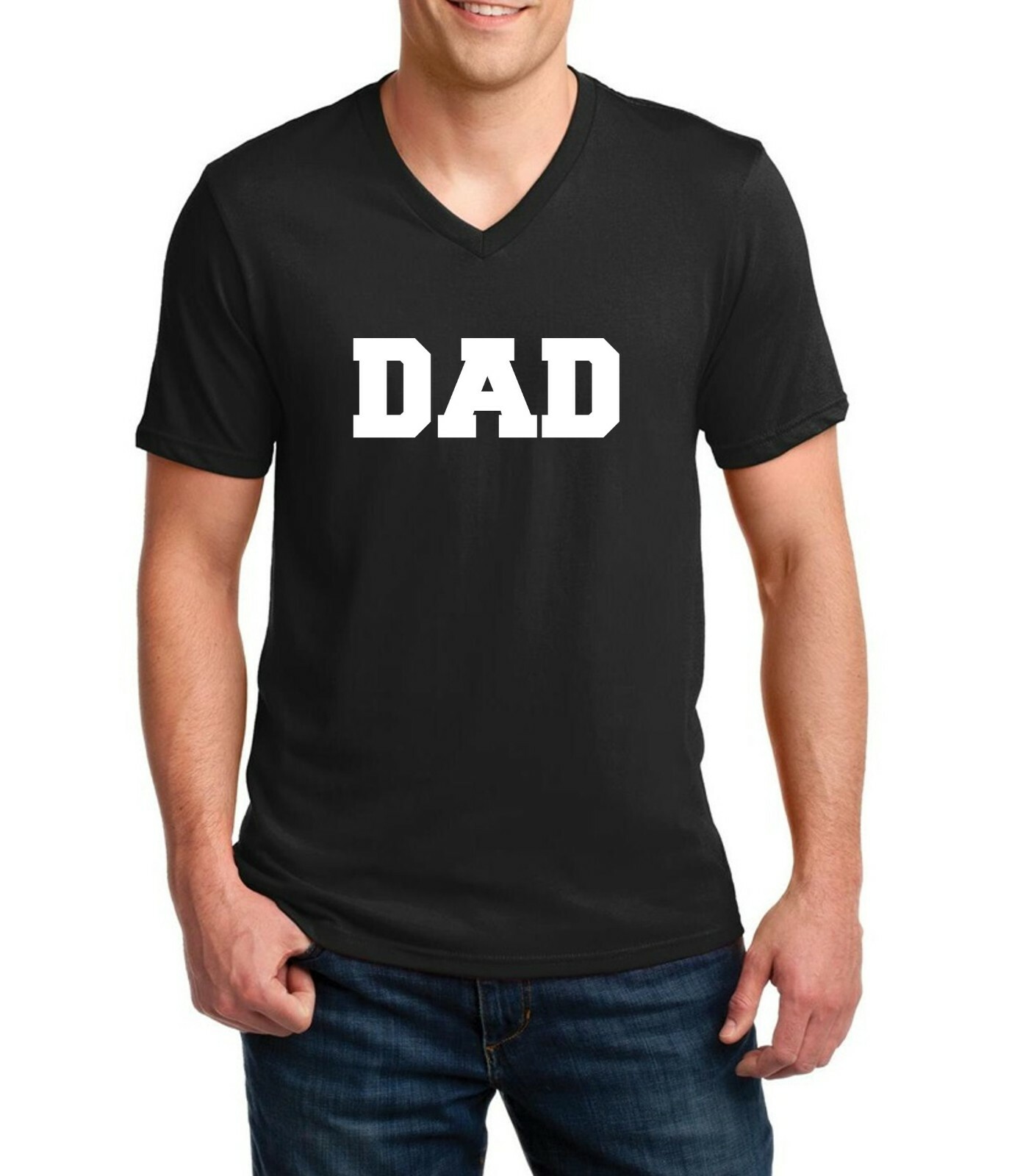 Mens V-neck Dad Shirt Funny Dad Gift From Daughter Daddy Modern Best Dad Ever