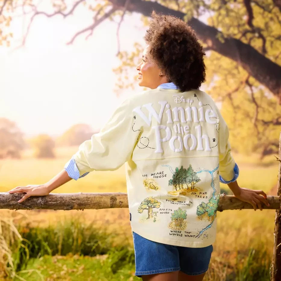 Disney Parks Winnie the Pooh Hundred Acre Wood Map Adult Spirit Jersey NWT Robin