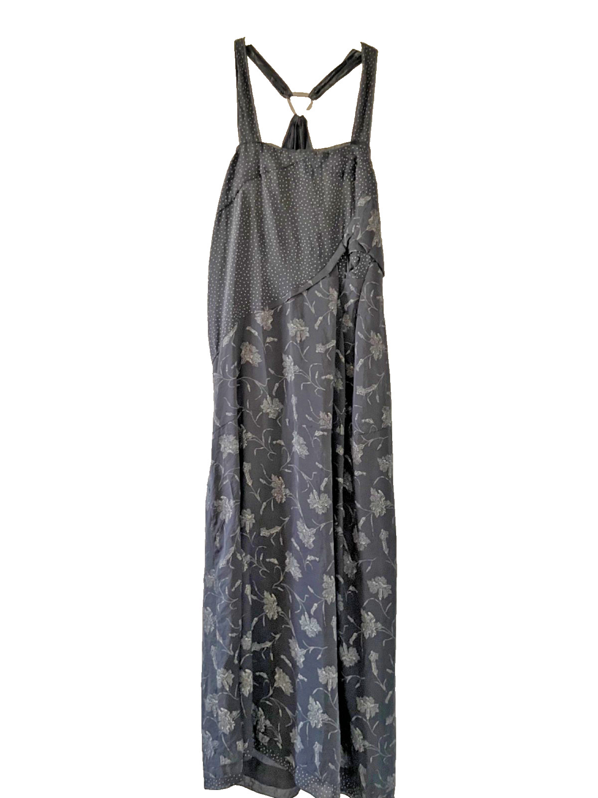 I’M Isola Marras Black Cotton Dress White Floral Pattern (MADE IN ITALY)